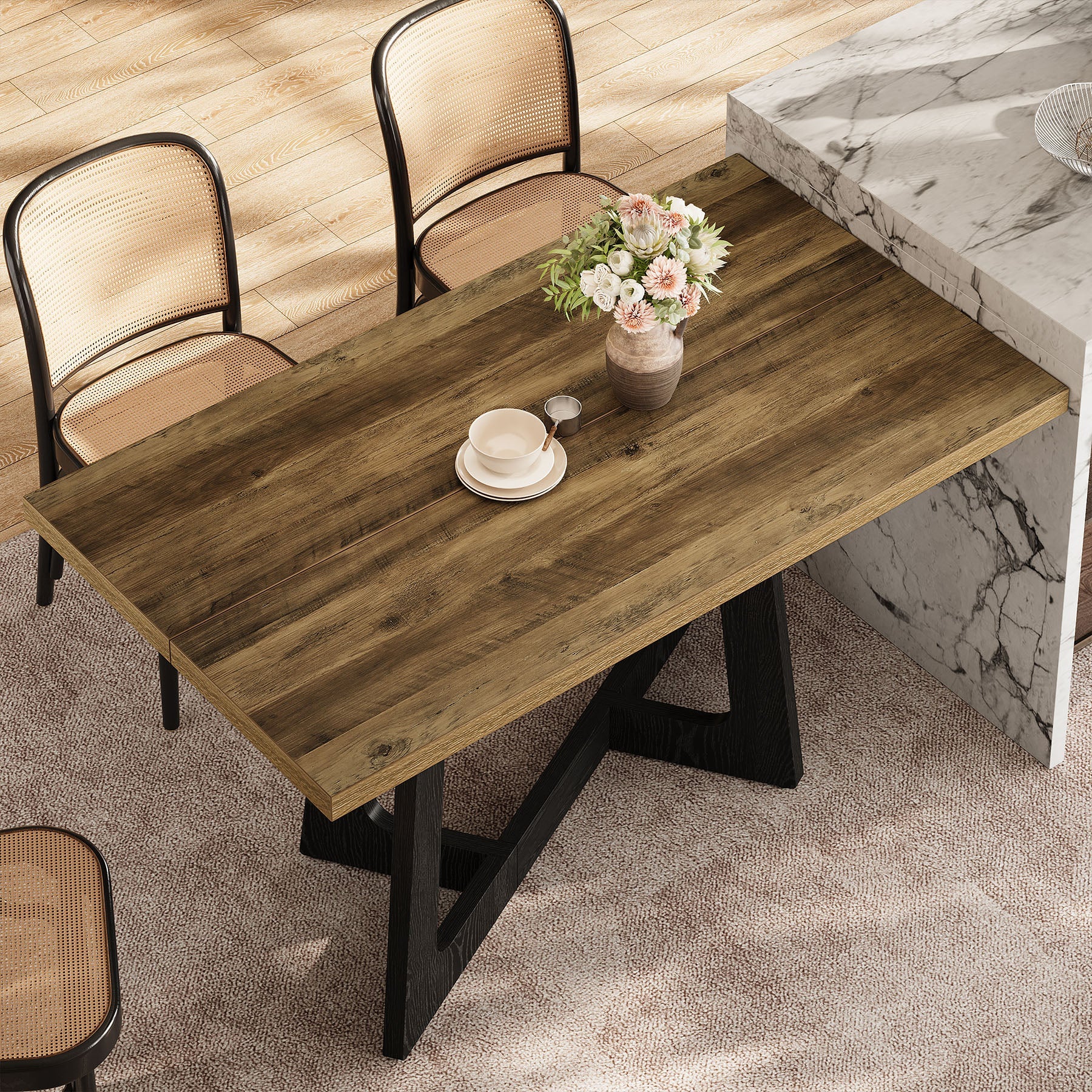 Tribesigns Mesa de comedor de 120 x 79 cm para 2-4 personas con base robusta