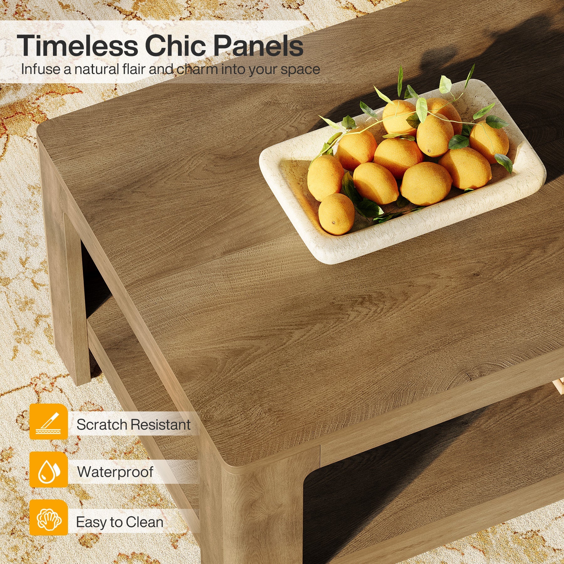 Tribesigns Mesa de centro rectangular de 120 cm con dos niveles de almacenamiento, Mesa de centro de madera para sala de estar