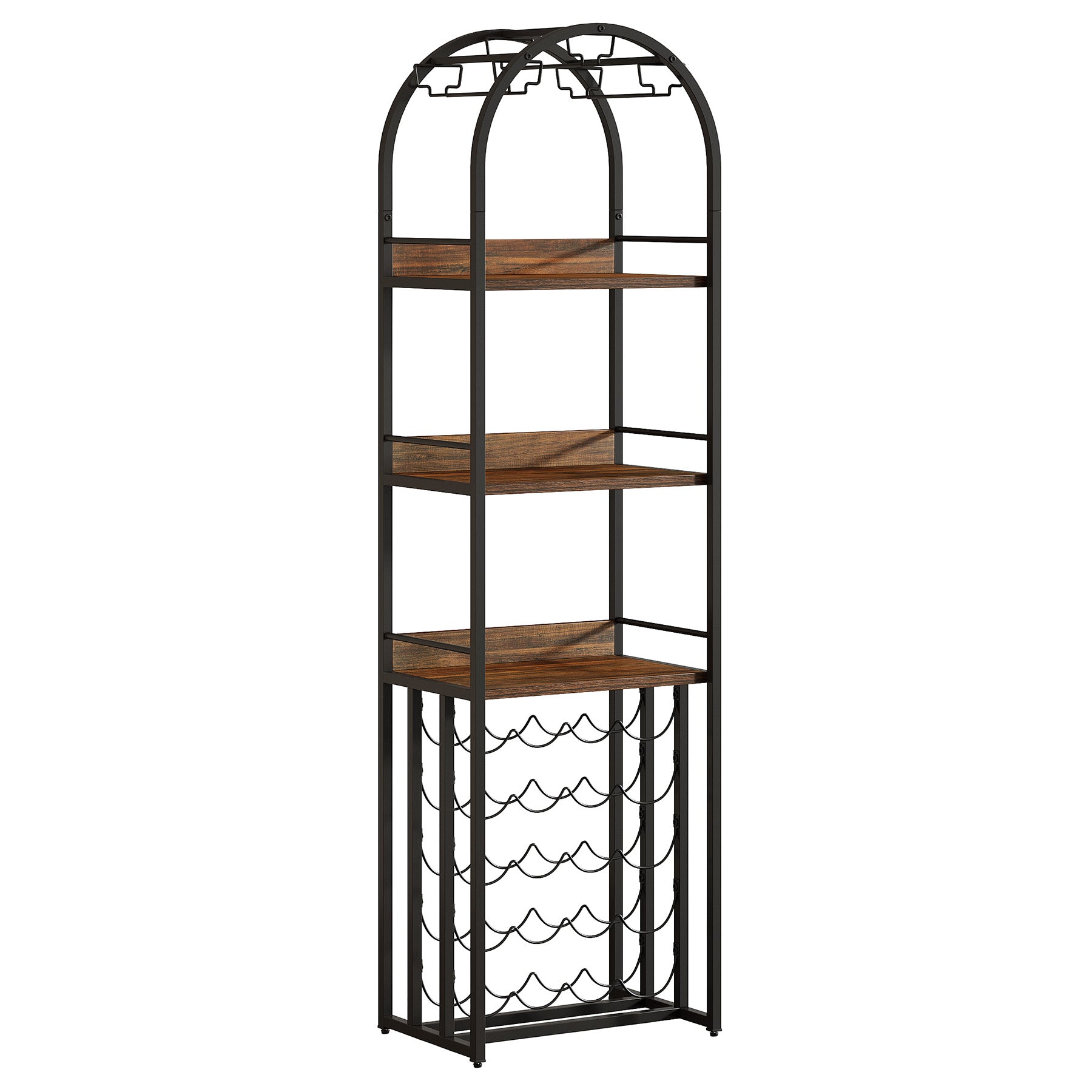 Tribesigns Botellero metálico con soporte para copas y almacenamiento para bodega