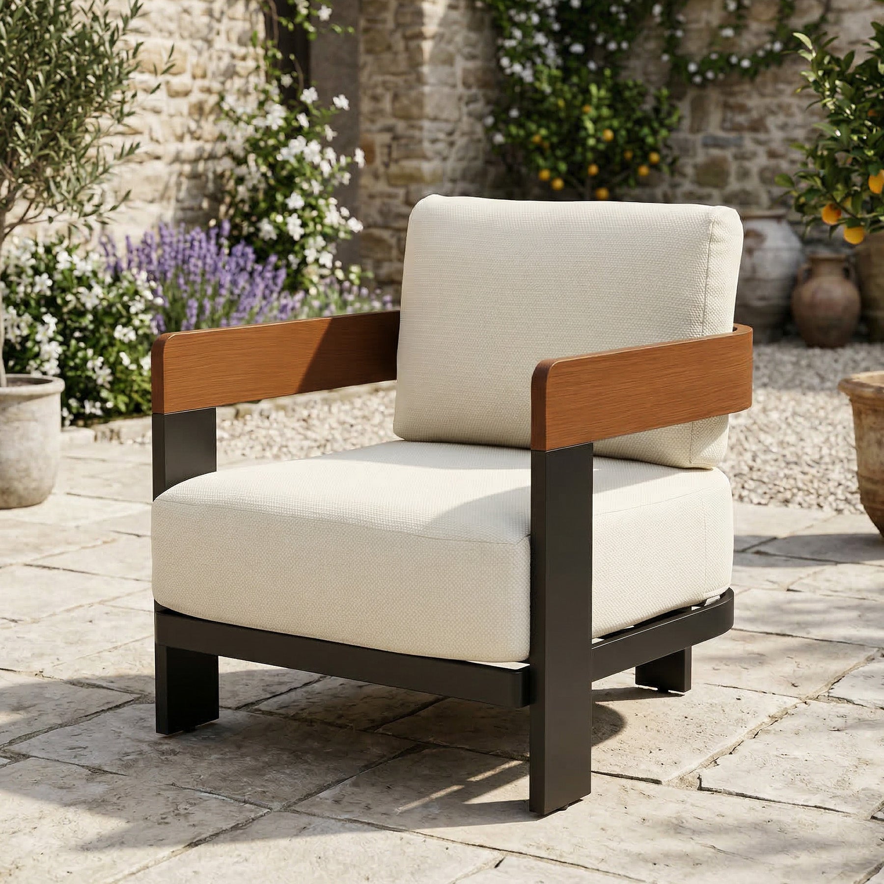 Tribesigns Tumbona de exterior, Sillón de patio con cojines y estructura de aluminio