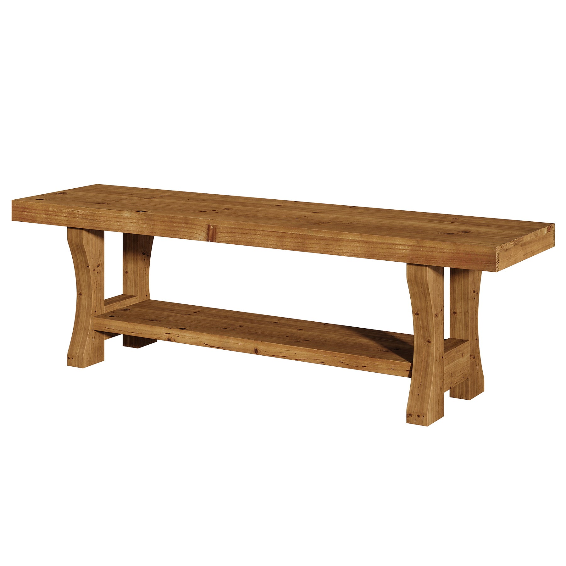 Tribesigns Banco de pasillo de madera maciza de 140 cm con almacenamiento abierto, Banco rústico para zapatos, ideal para pasillo, dormitorio y comedor