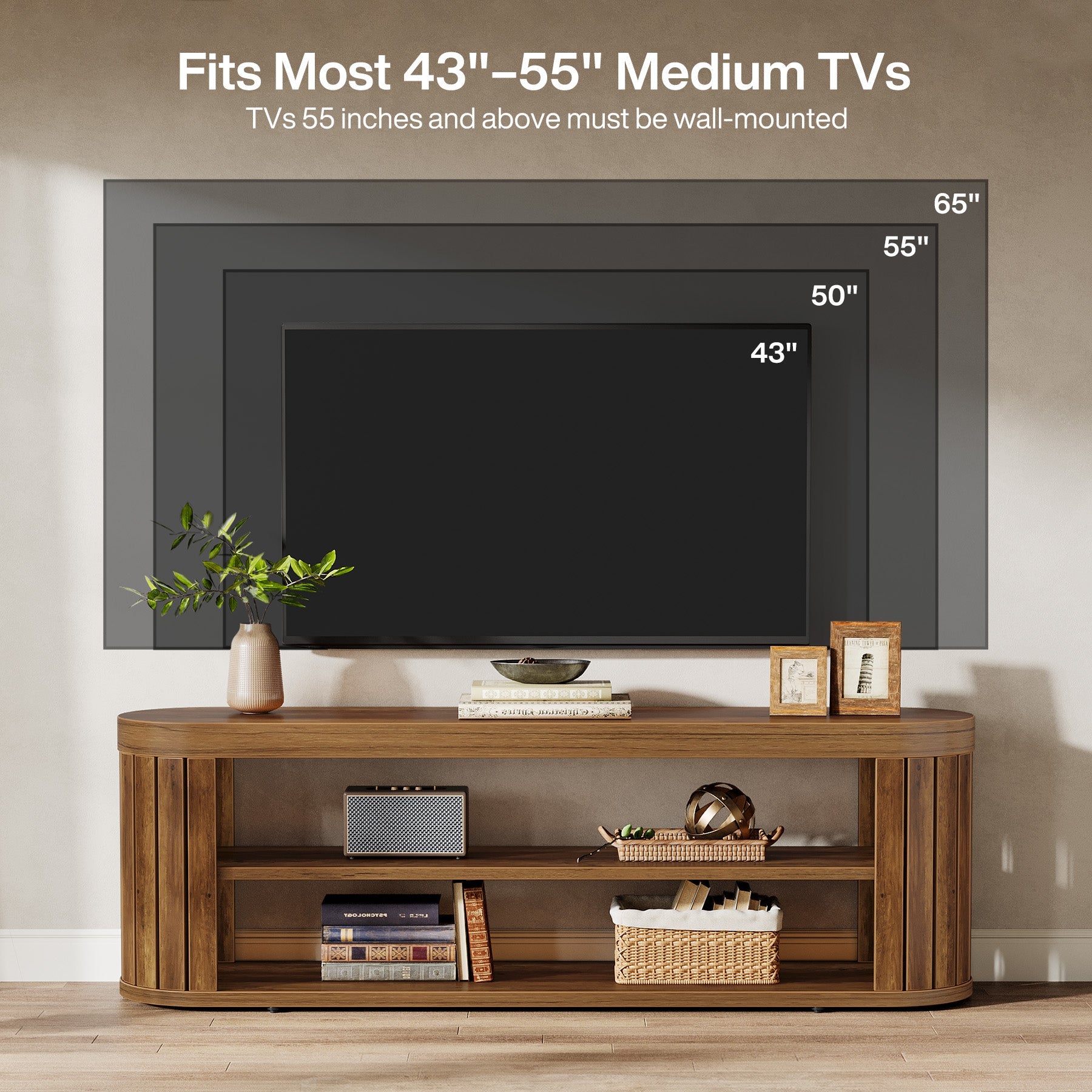 Tribesigns Mueble para TV (120 cm) para televisores de hasta 55 pulgadas, Mueble con 2 estantes abiertos