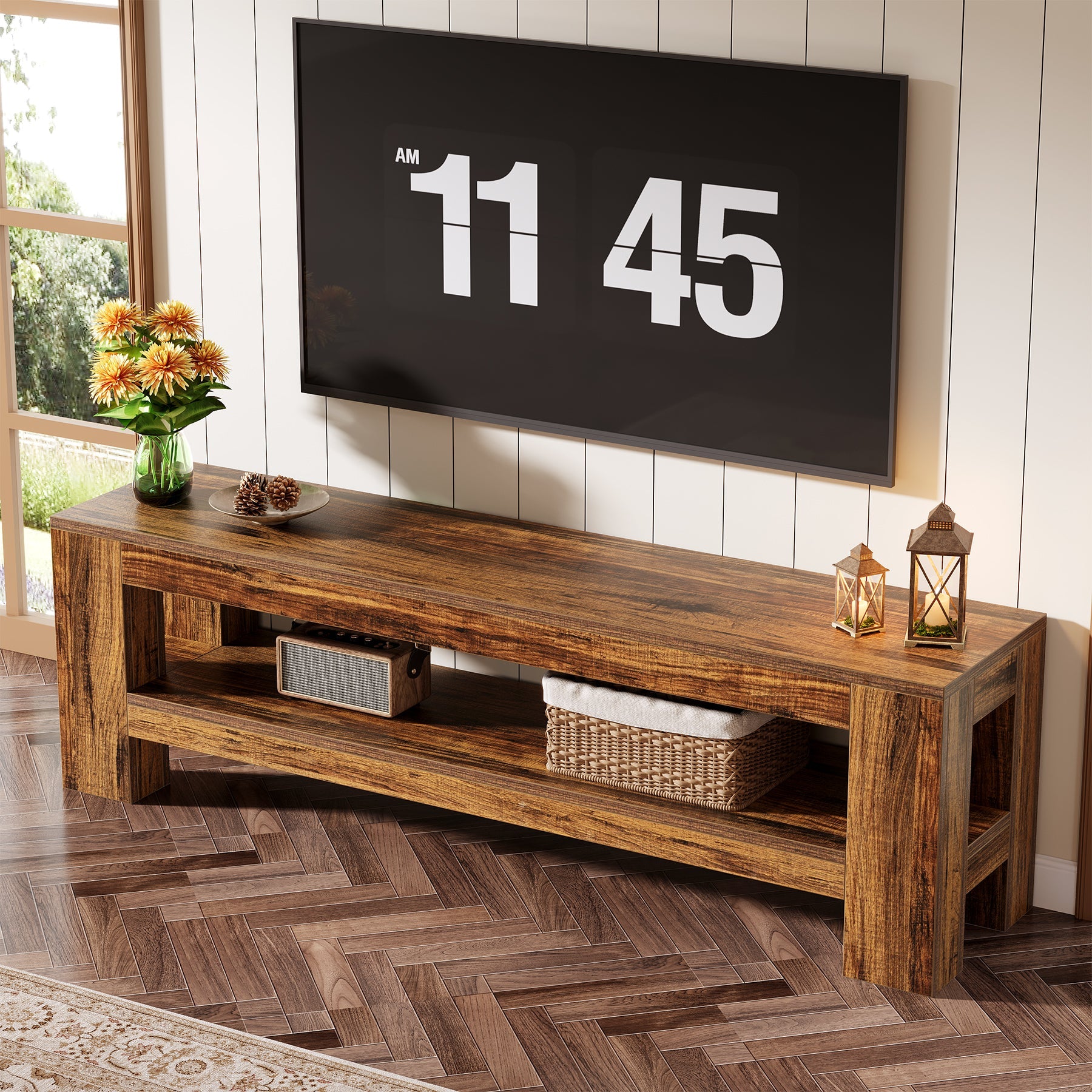 Tribesigns Mueble bajo para TV de 150 cm para televisores de 55 a 75 pulgadas, Consola de TV rústica con estante