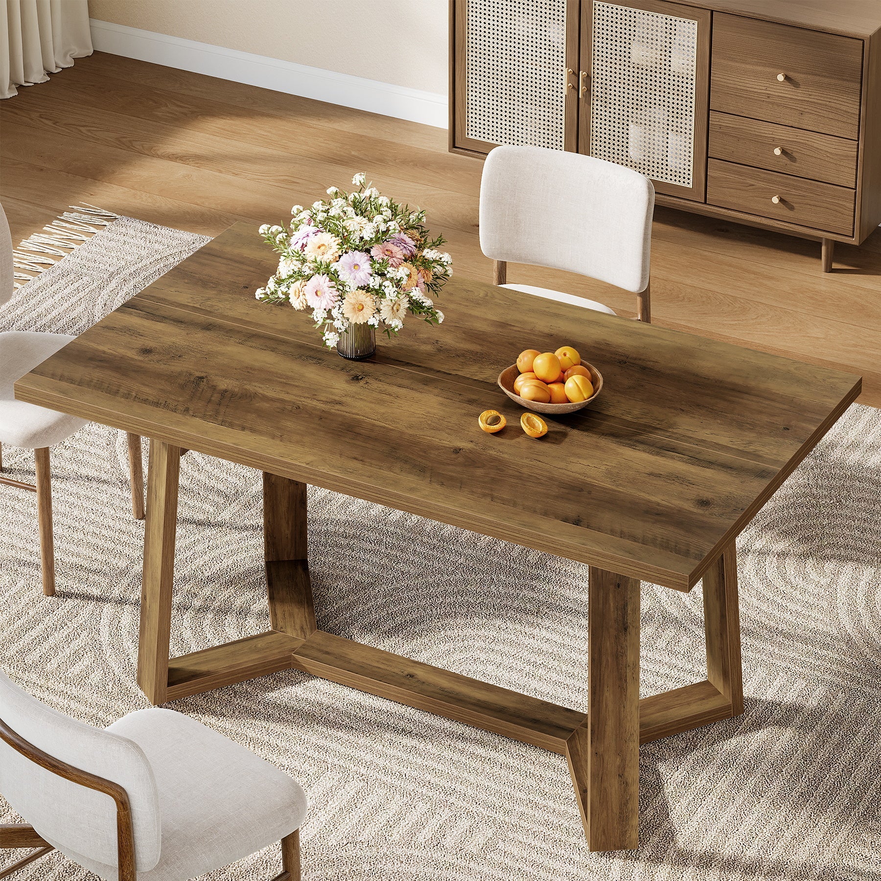 Tribesigns Mesa de comedor moderna de 120 cm para 4-6 personas MDF con aspecto de madera maciza