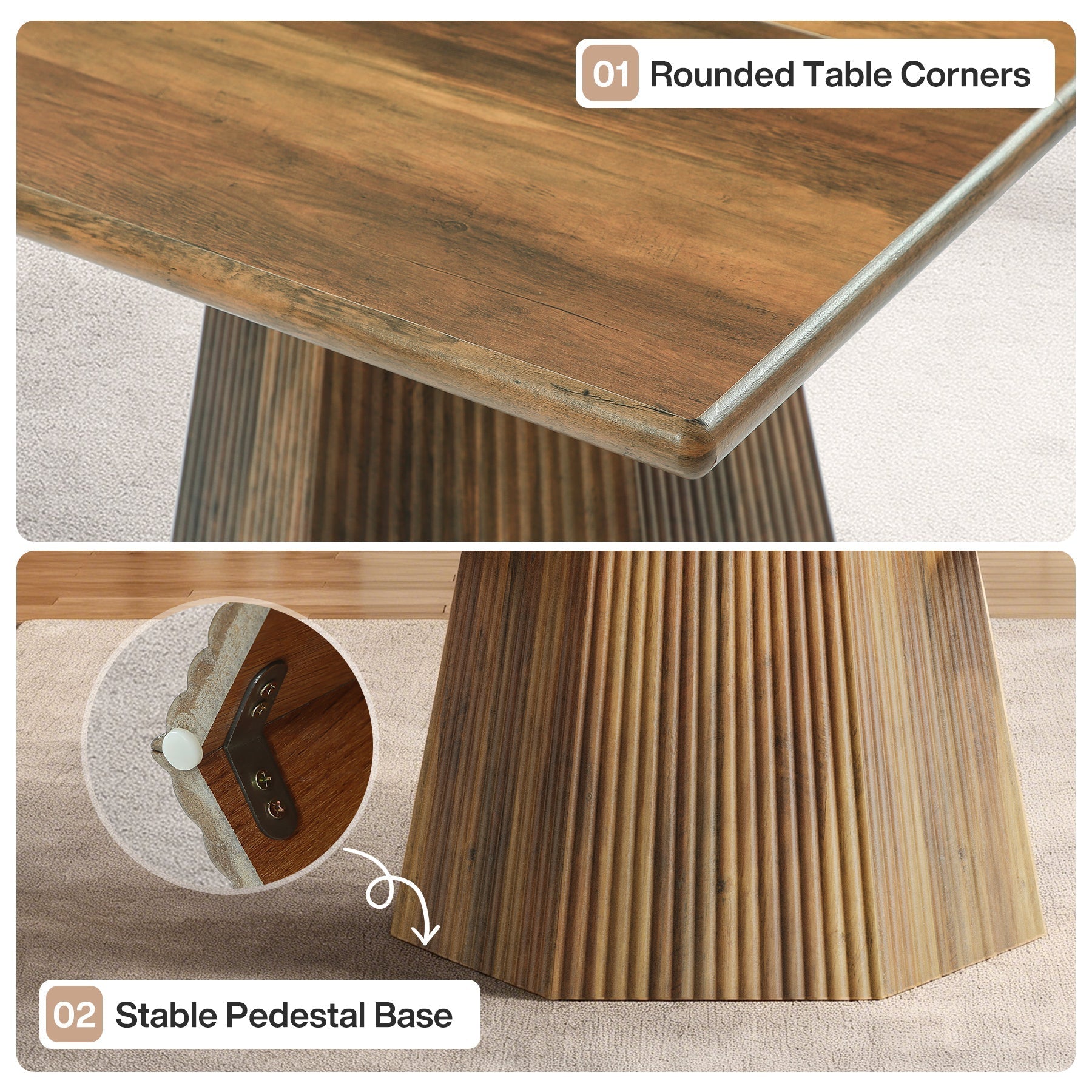 Tribesigns Mesa de comedor cuadrada de 80 cm para cuatro personas, Mesa de cocina con base resistente