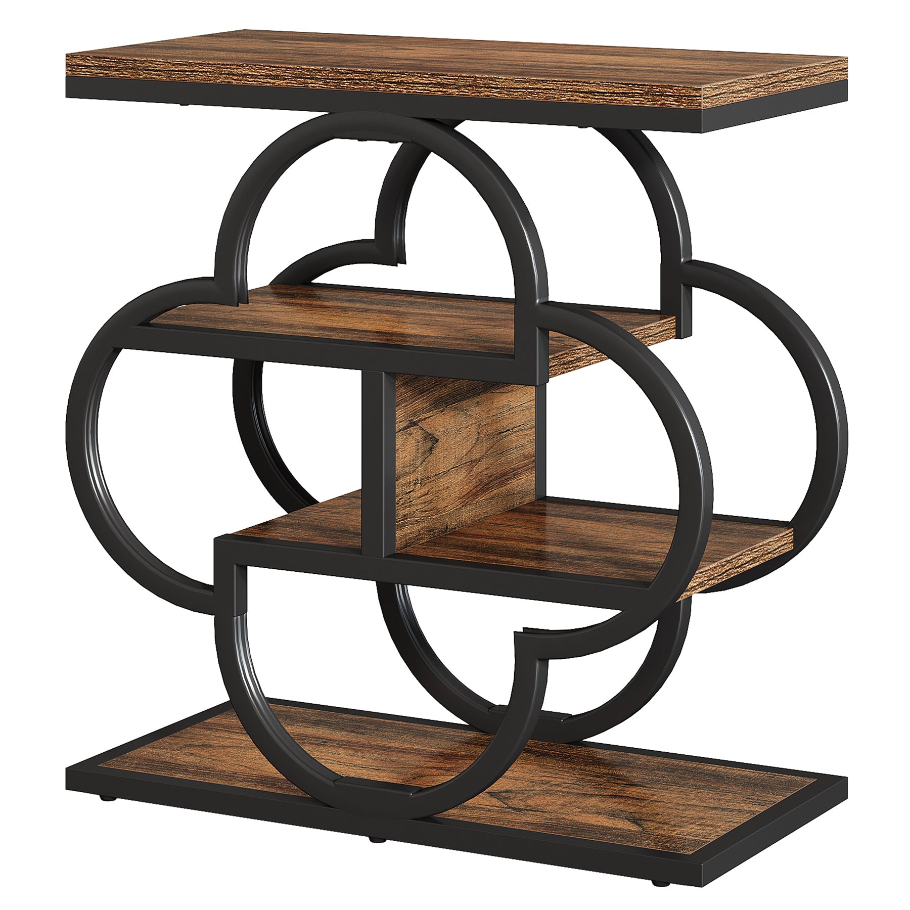 Tribesigns Mesa auxiliar estrecha de 4 niveles de madera con marco de metal curvado