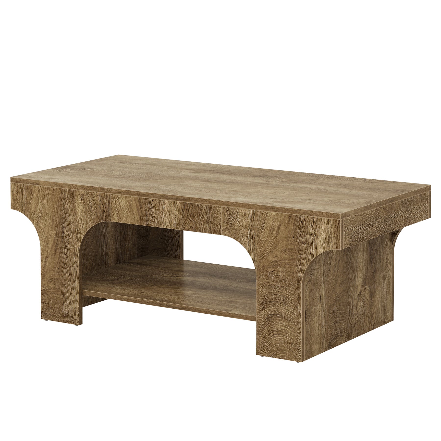 Tribesigns Mesa de centro rectangular de 120 cm, Mesa moderna de dos niveles para sala de estar con almacenamiento