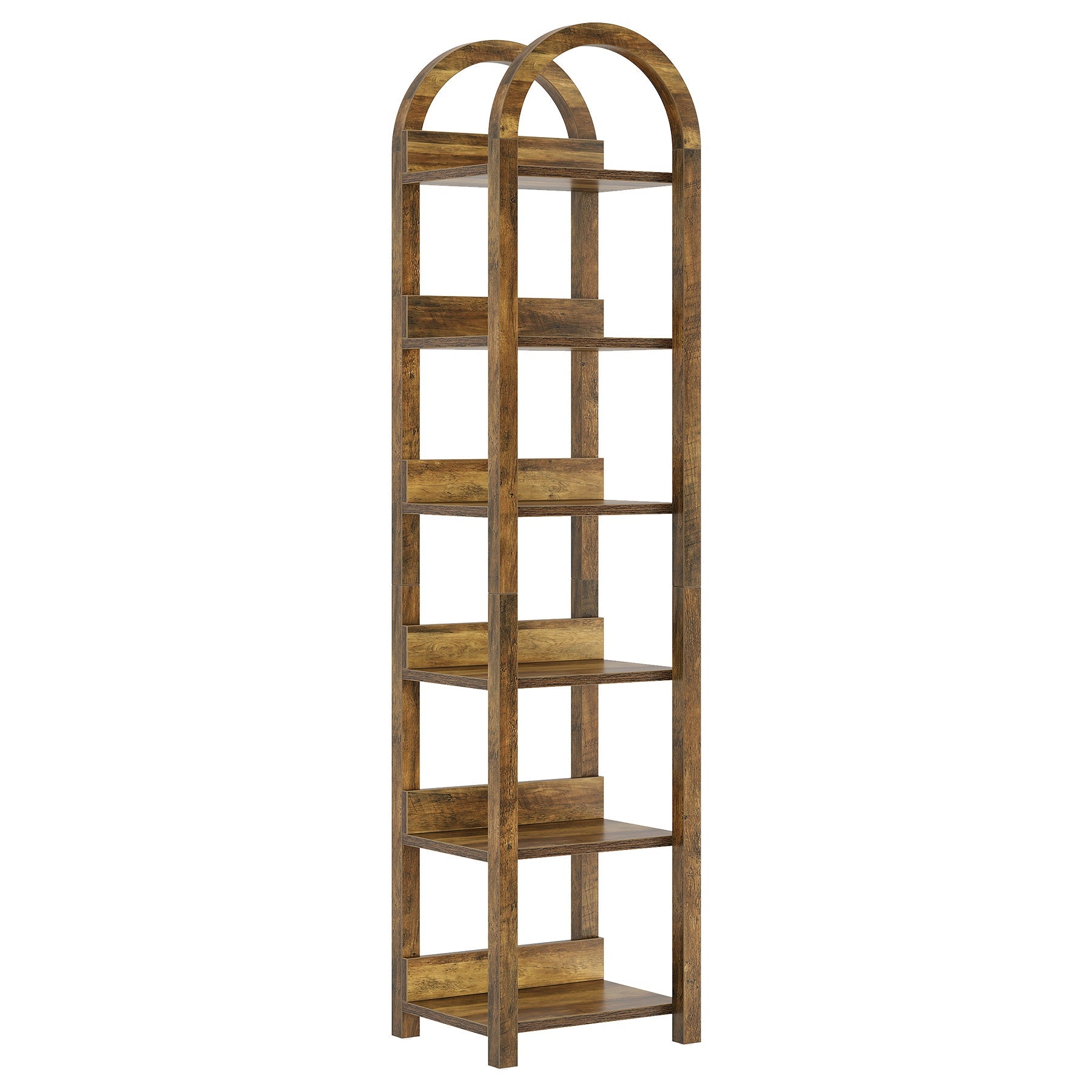 Tribesigns Estantería de 6 niveles, 180 cm de madera con librero arqueado y estante alto