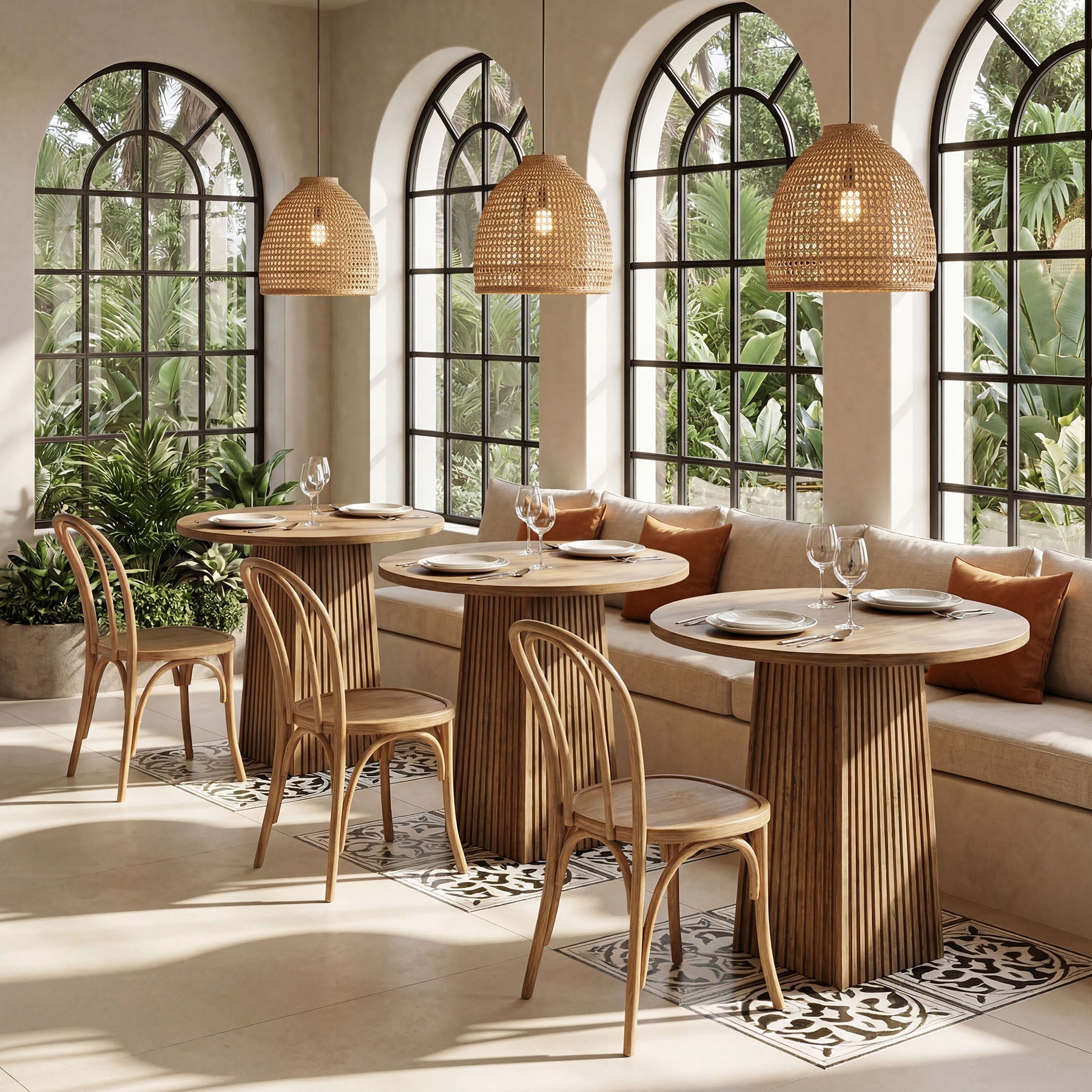 Tribesigns Mesa de comedor redonda de 80 cm, Mesa de pedestal de madera para 2 personas