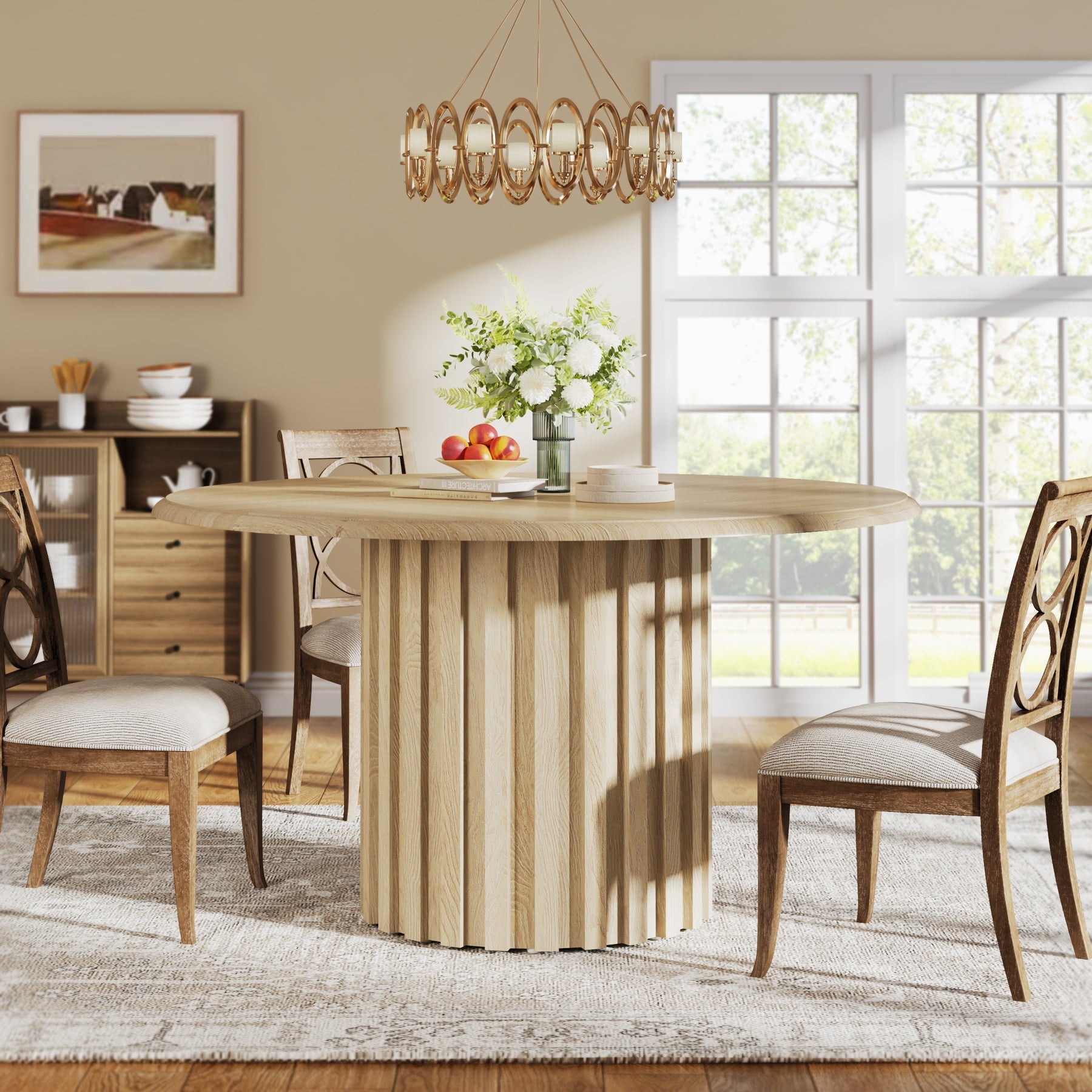 Tribesigns Mesa de comedor redonda de 120 cm, Moderna mesa de cocina redonda para 4 personas