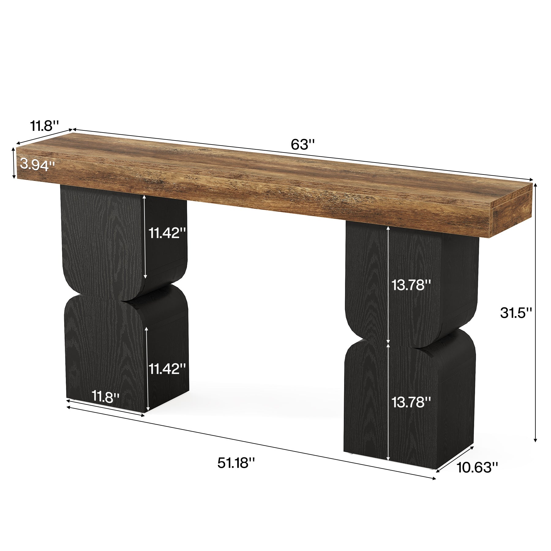 Tribesigns Mesa consola de 160 cm, Moderna mesa de sofá detrás del sofá con diseño de bloques de color para pasillo y sala de estar