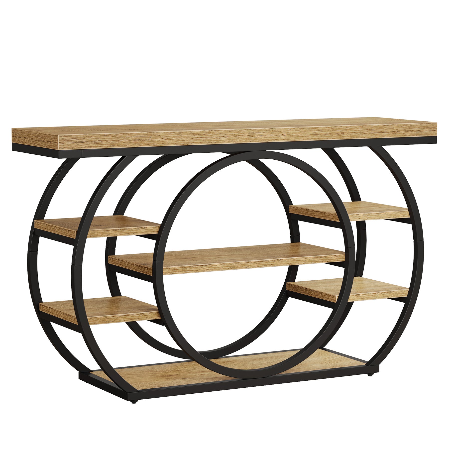 Tribesigns Mesa consola de 120 cm, Mesa de sofá industrial de 5 niveles con estructura de metal