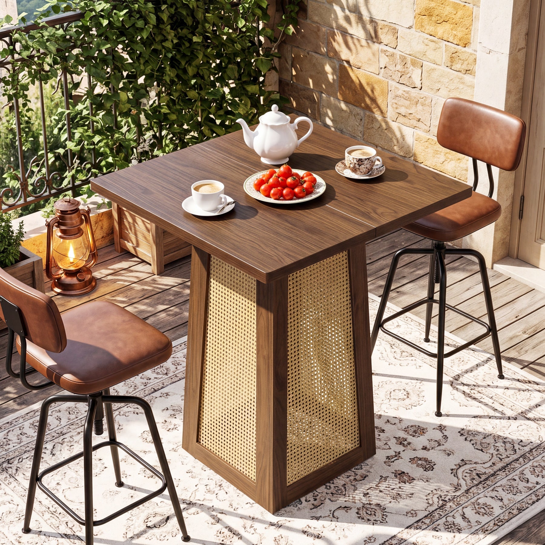 Tribesigns Mesa de bistró cuadrada de 80 x 80 cm con pedestal, Mesa de bar para bar en casa, sala de estar y espacios pequeños