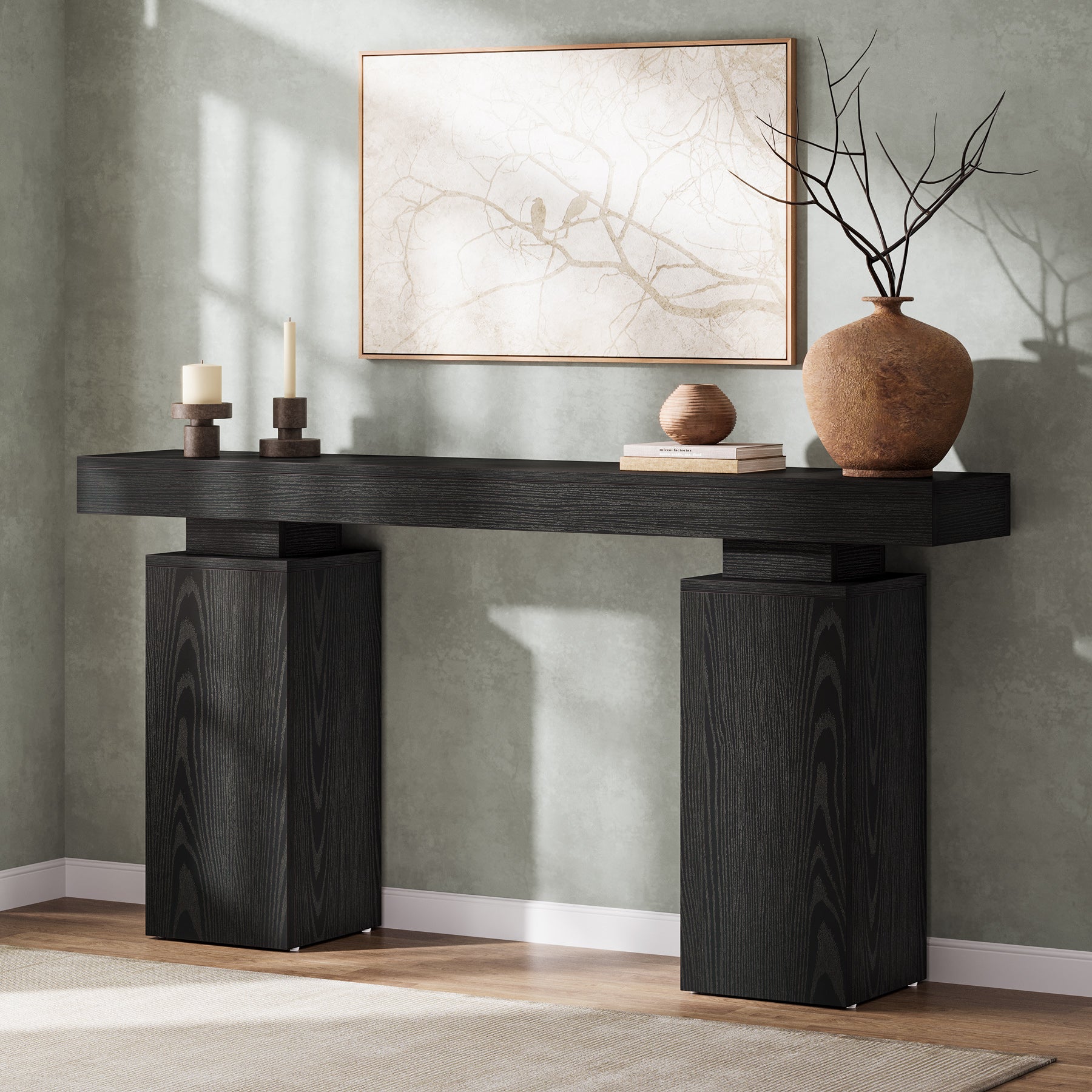 Tribesigns Consola de 160 cm, Mesa de entrada rústica con aspecto de madera para salón y recibidor