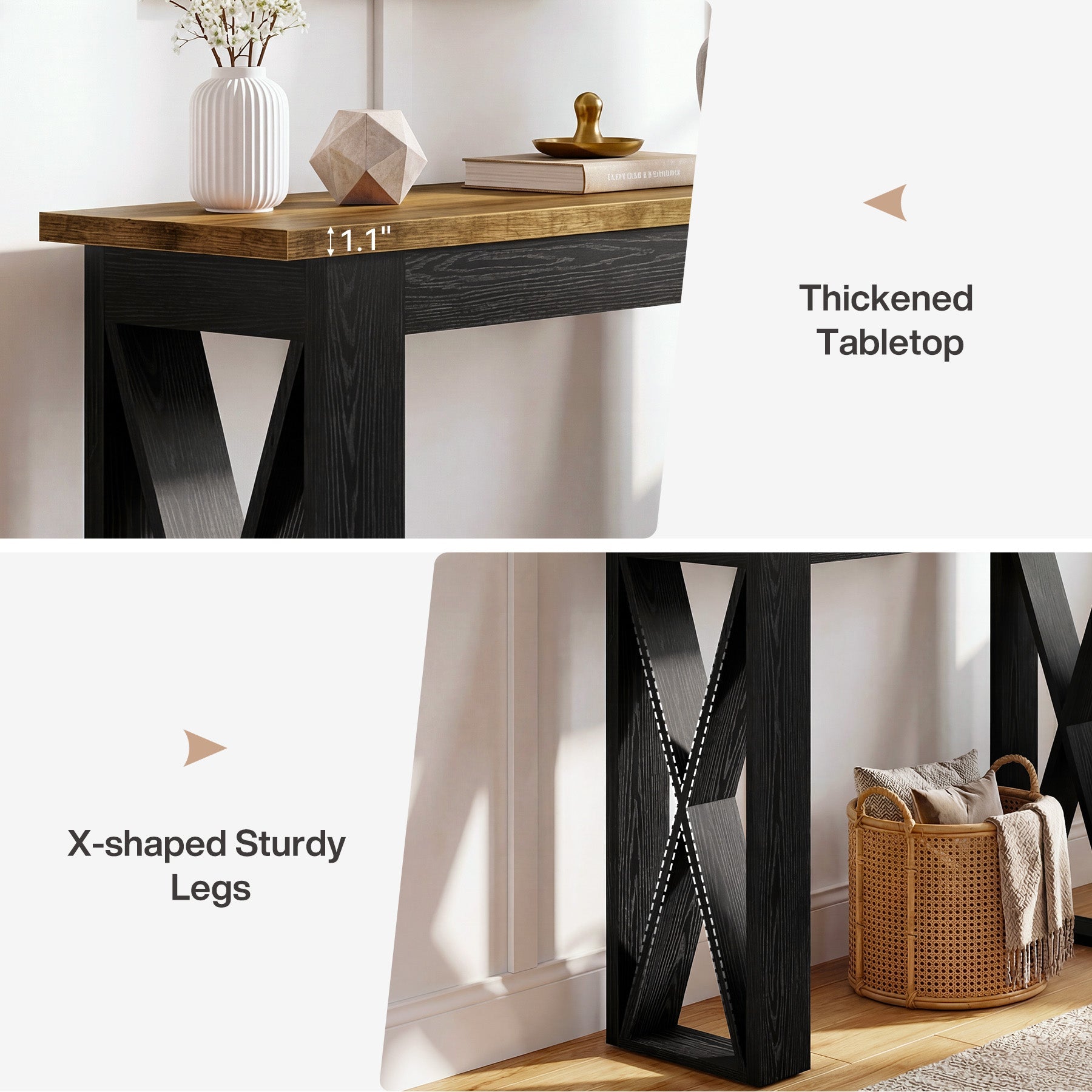 Tribesigns Mesa consola estrecha de 105 cm, Mesa de pasillo estilo industrial con estante de almacenamiento