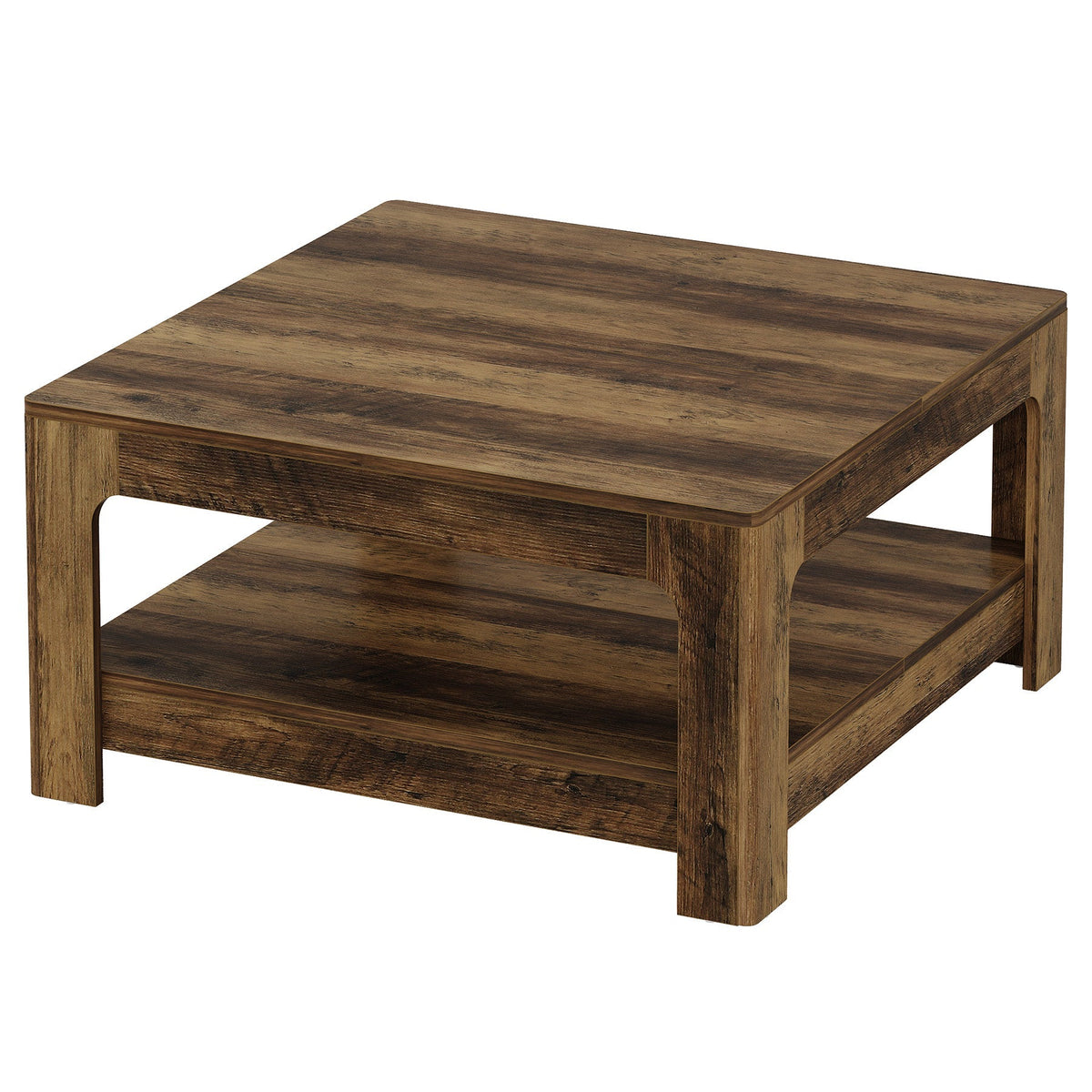 Tribesigns Mesa de centro de 100 cm con estante de almacenamiento, Mesa de salón cuadrada grande de estilo rústico