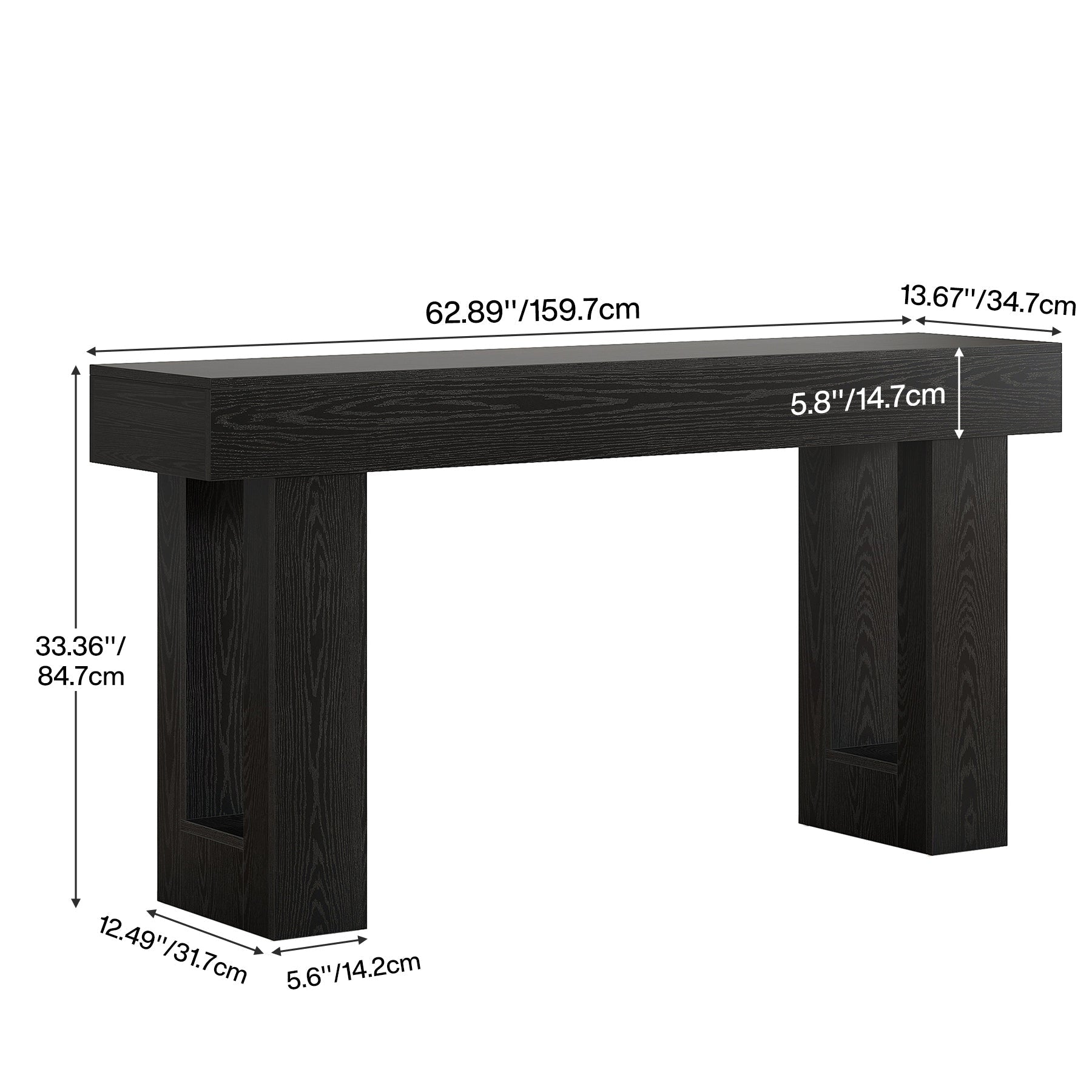 Tribesigns Mesa consola de 160 cm de madera, Mesa de centro rectangular para detrás del sofá