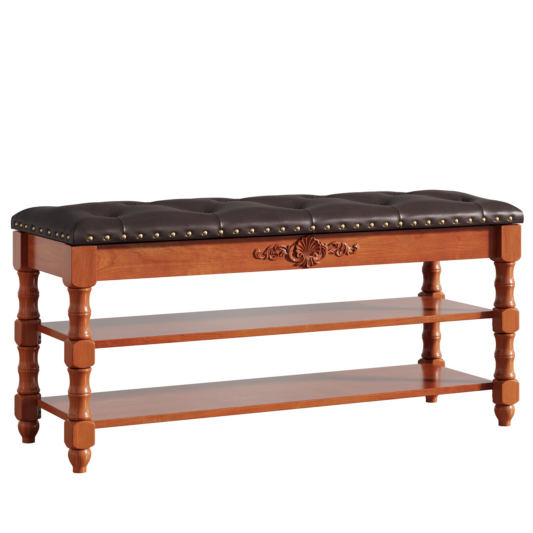 Tribesigns Banco de almacenamiento de madera maciza de 100 cm de largo con tapa abatible