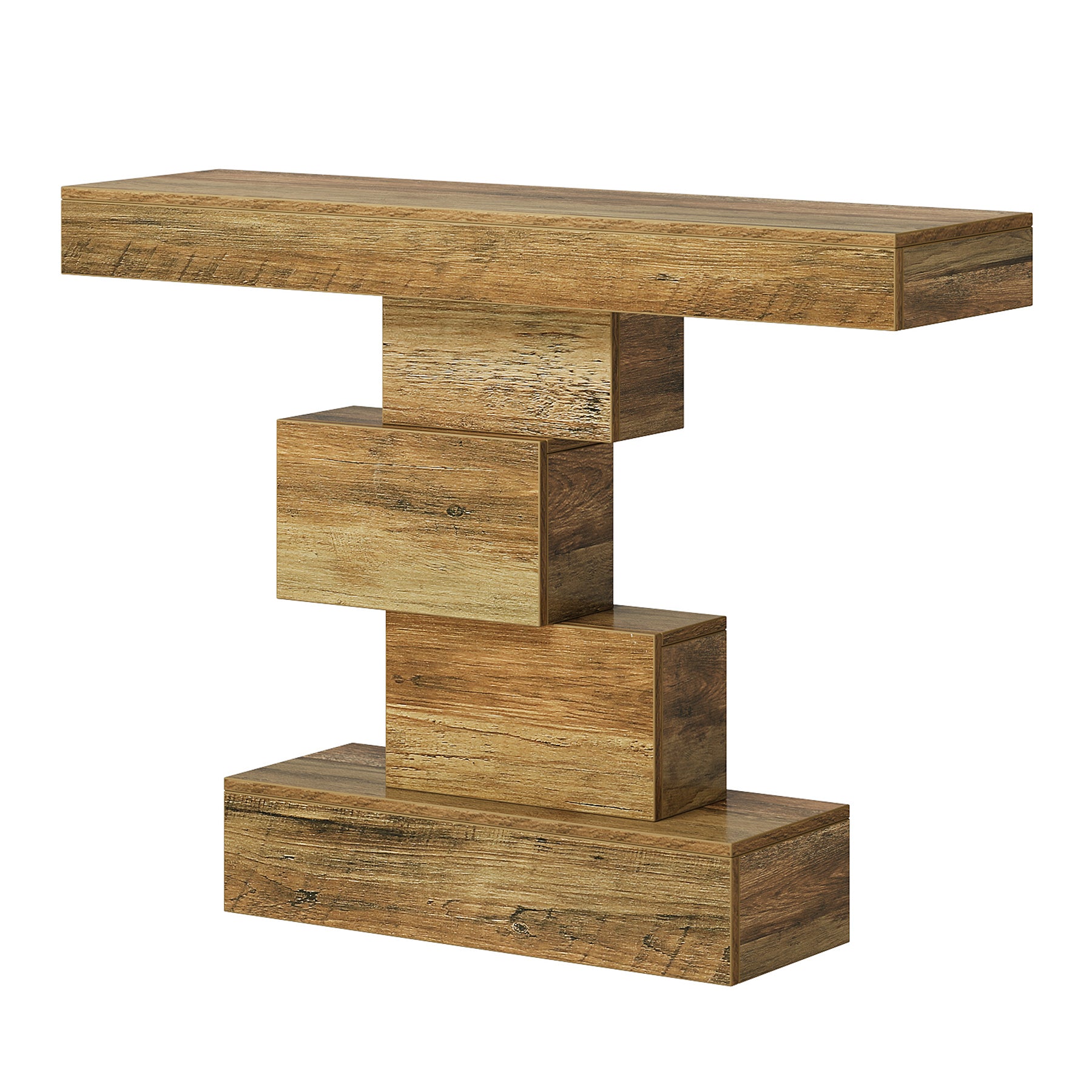 Tribesigns Consola de 108 cm, Mesa auxiliar de madera para sofá con base geométrica