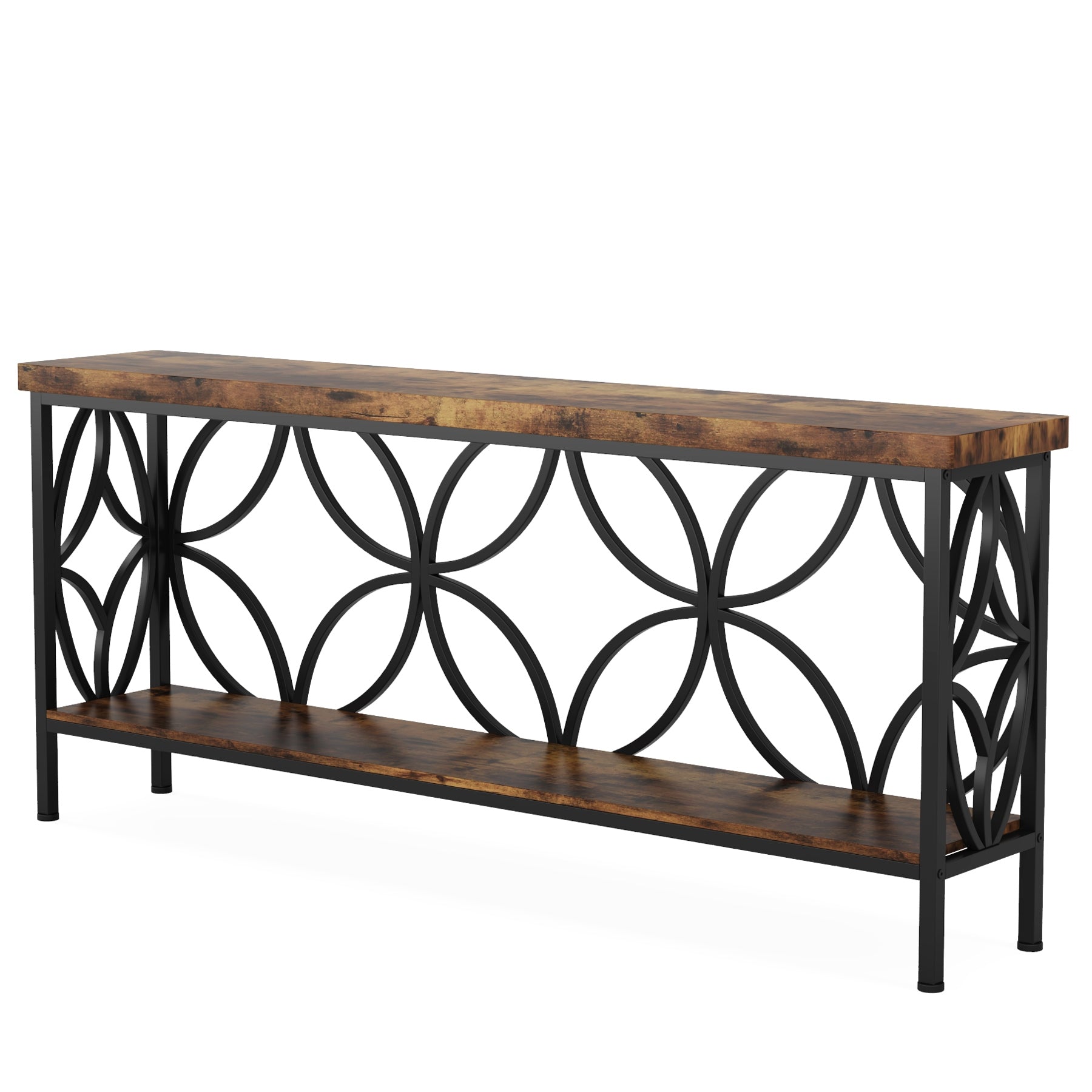 Tribesigns Mesa consola de 2 niveles 160 cm, Mesa de sofá industrial detrás del sofá