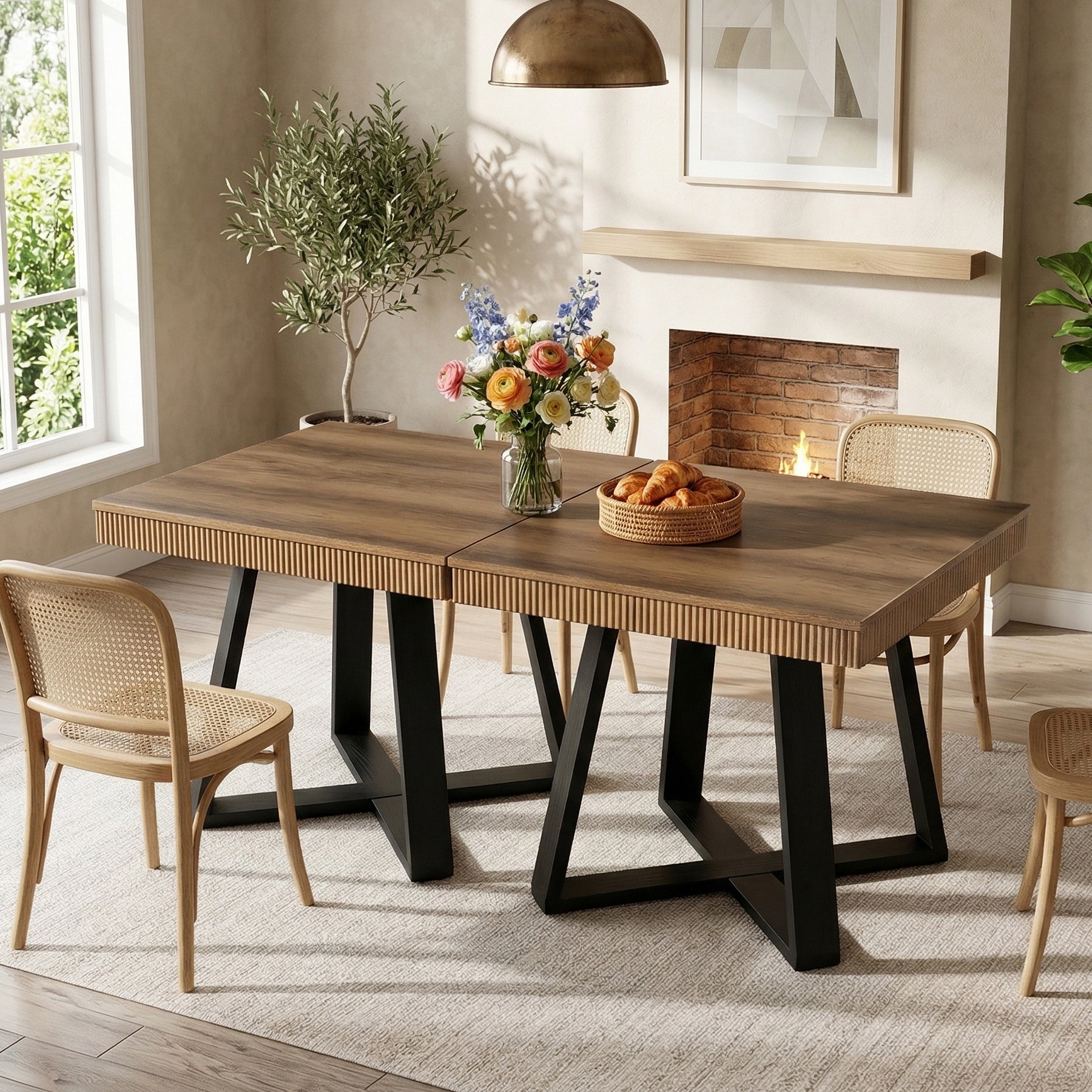 Tribesigns Mesa de Comedor Pequeña, Cuadrada de 80x80 cm para 2 a 4 Personas, Mesa de Cocina que Ahorra Espacio con Estructura en Forma de X