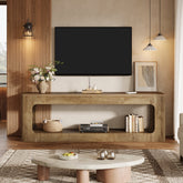 Tribesigns Mueble bajo para TV de 160 cm estilo casa de campo, Mueble para televisores de 55 a 75 pulgadas con 2 niveles 3