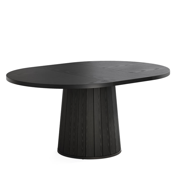Tribesigns Mesa de conferencias ovalada de 140 cm para 6 personas, Mesa de reuniones de madera con base estable color negro