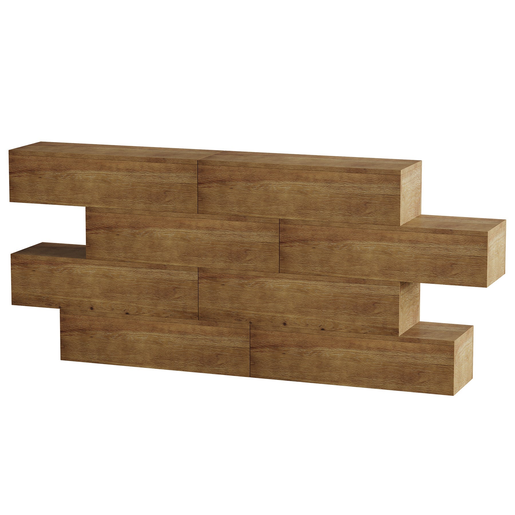 Consola de madera maciza de 110 cm con 4 estantes, Mesa estrecha para recibidor de estilo rústico