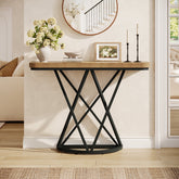 Tribesigns Consola industrial de 105 cm, Mesa de entrada estrecha con base metálica geométrica 3