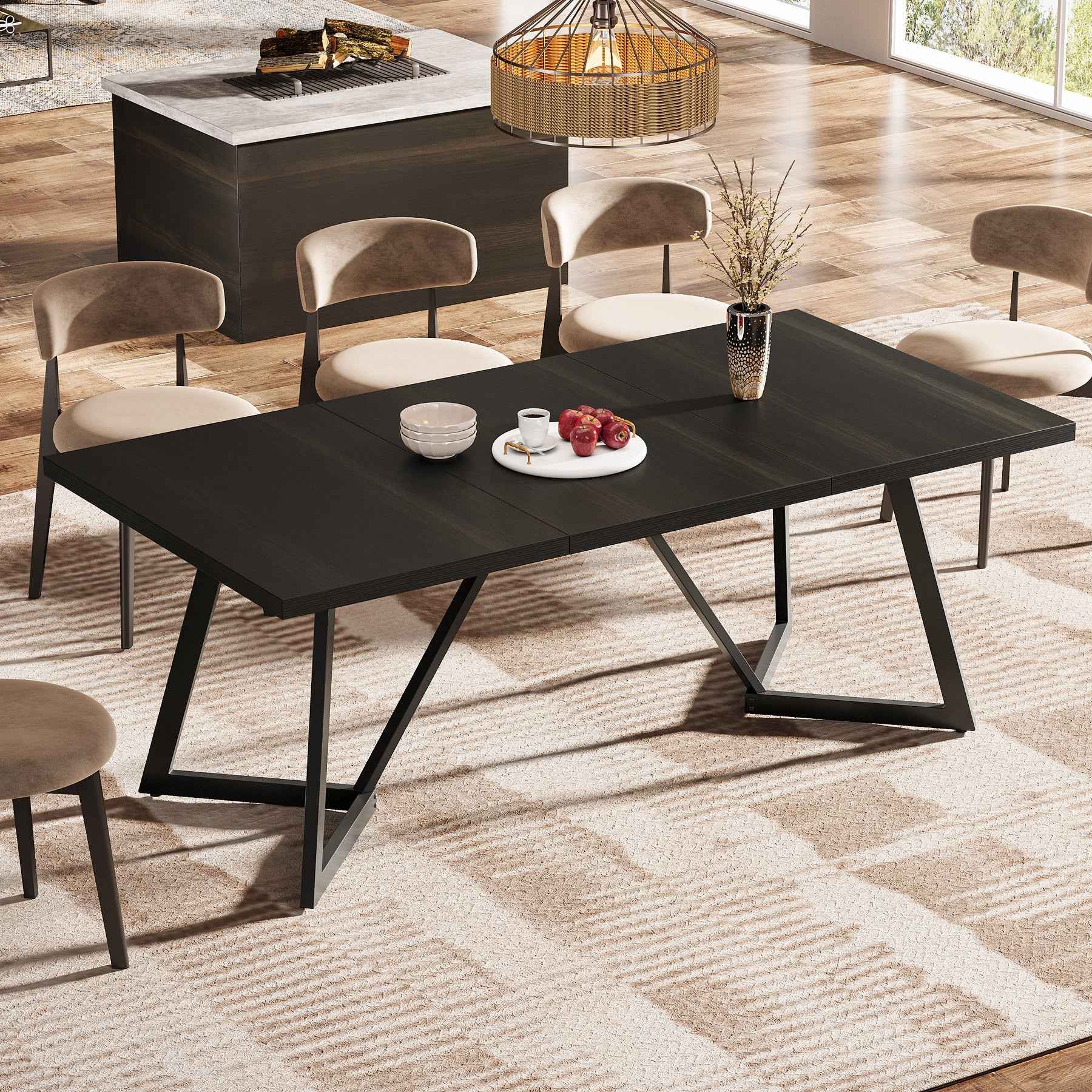 Tribesigns Mesa de comedor de 180 cm, Mesa de cocina rectangular moderna para 6-8 personas
