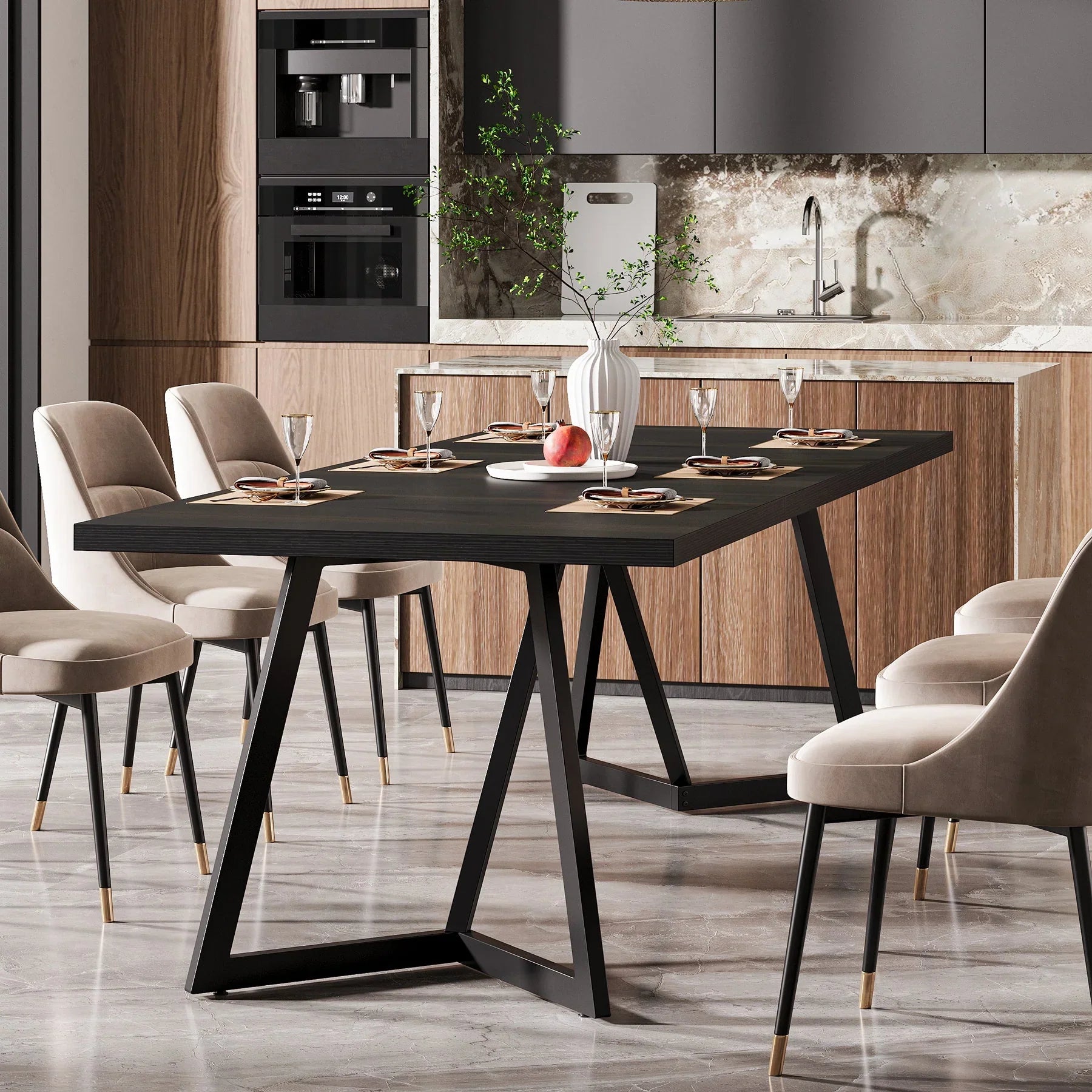 Tribesigns Mesa de comedor de 180 cm, Mesa de cocina rectangular moderna para 6-8 personas