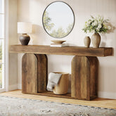 Tribesigns Mesa consola de 160 cm con base en forma de U, Mesa de recibidor larga y moderna con 2 estantes 3