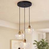 Tribesigns Lámpara colgante de 3 luces con cristal texturizado, Altura regulable casquillo E27 3