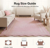 Tribesigns Alfombra de juegos para habitación de niña, pelo corto, estampado moderno de ondas, certificación Oeko-Tex, rosa y gris 3