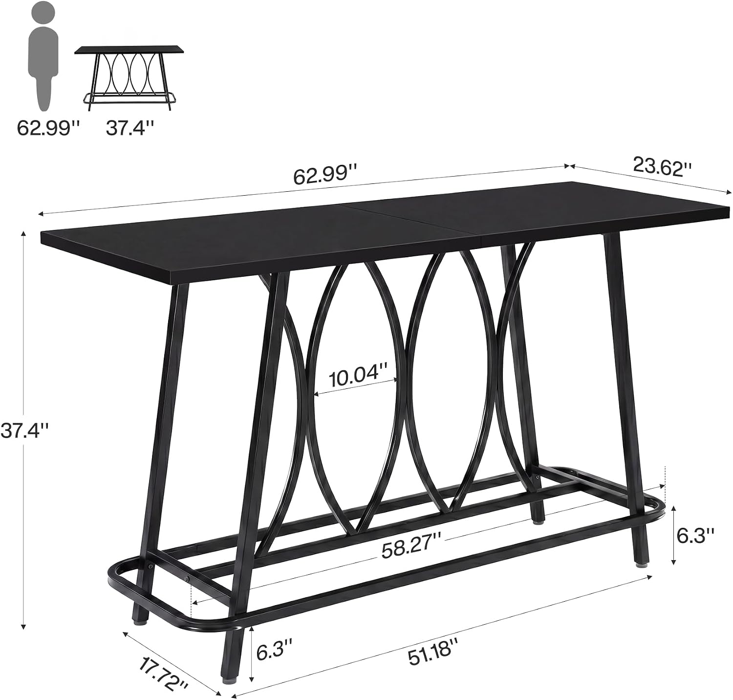 Tribesigns Mesa consola de 160 cm en estilo rústico moderno, Mesa estrecha para recibidor con estructura metálica