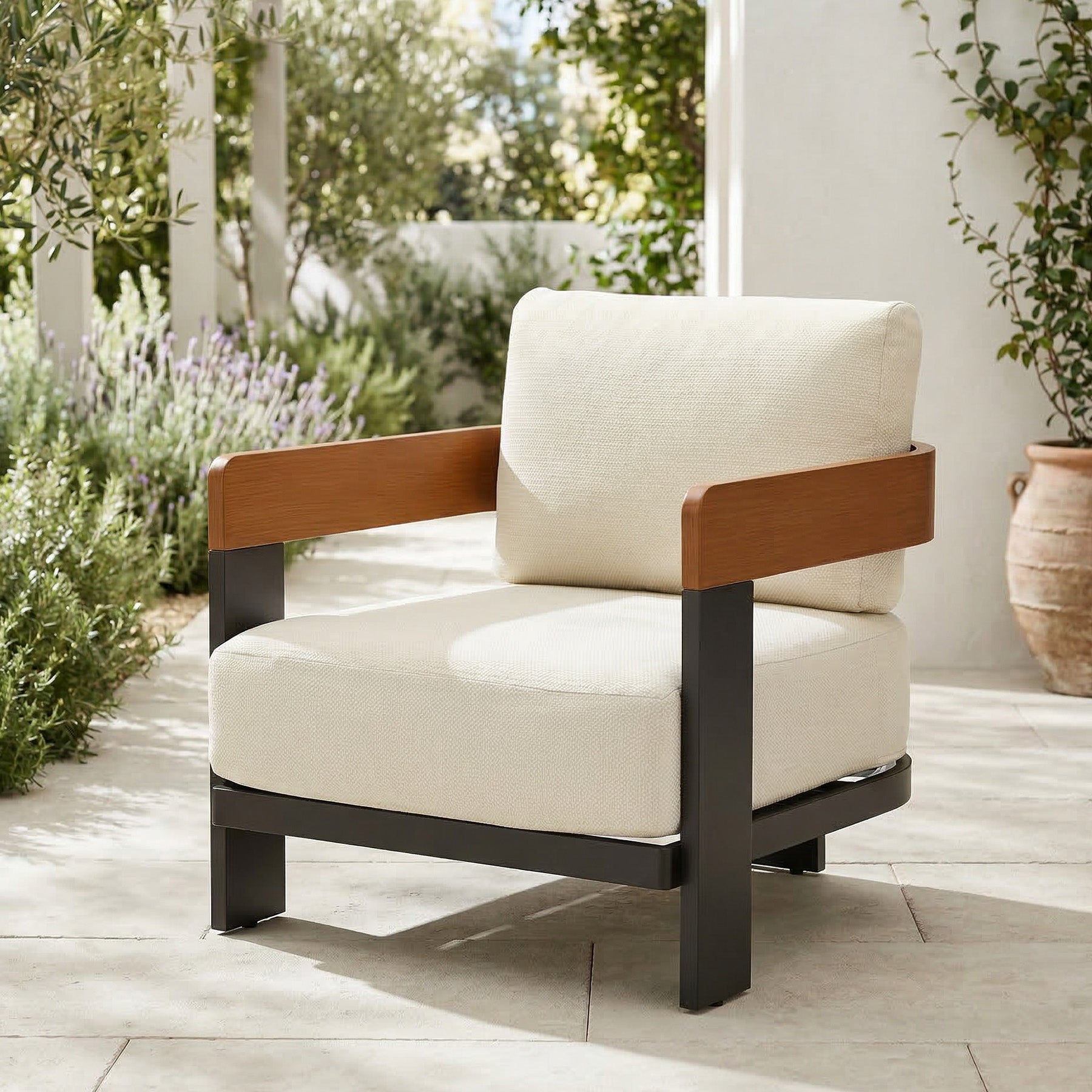 Tribesigns Tumbona de exterior, Sillón de patio con cojines y estructura de aluminio