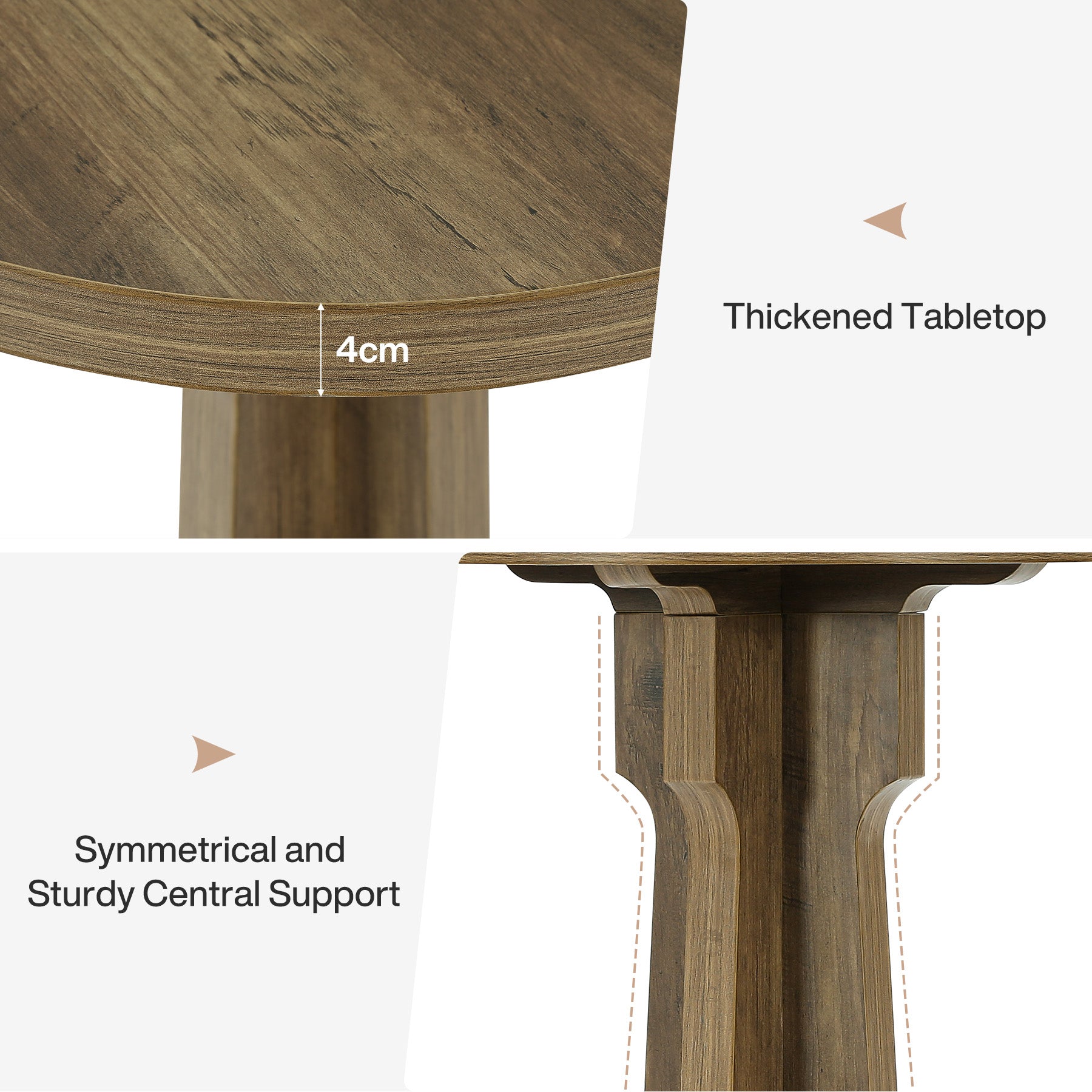 Tribesigns Mesa de comedor redonda de 60 cm para 2 personas, Mesa de cocina pequeña de estilo rústico