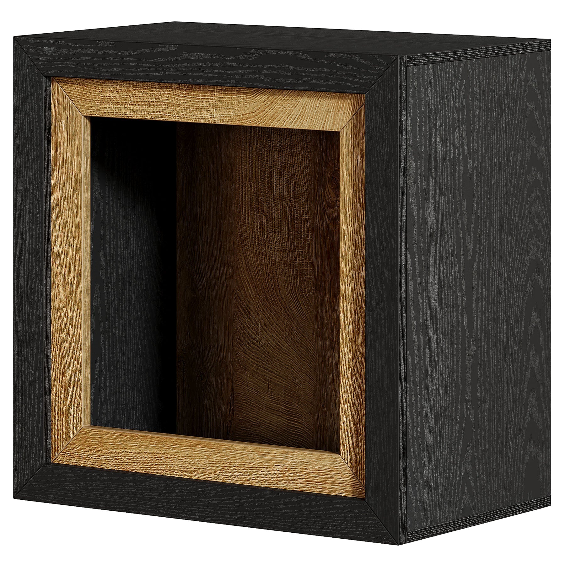 Tribeisigns Mesa auxiliar de madera de estilo industrial con diseño de marco abierto, Mesita de noche moderna con estante grande