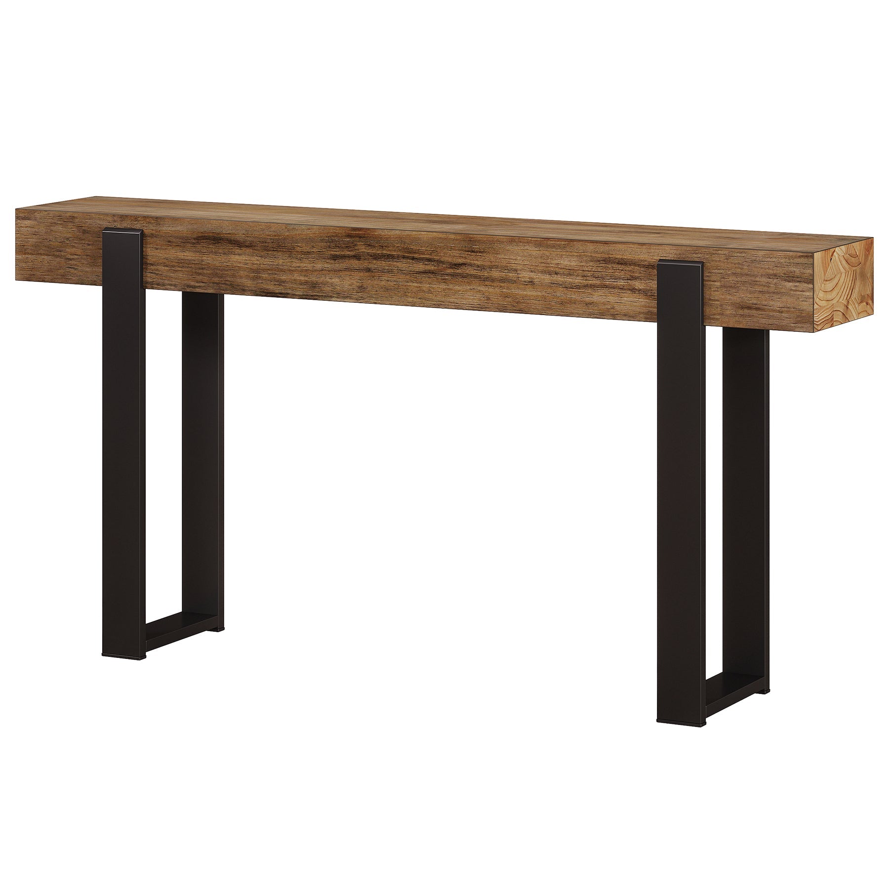Tribesigns Mesa consola de madera maciza de 160 x 30 cm con patas de soporte metálicas