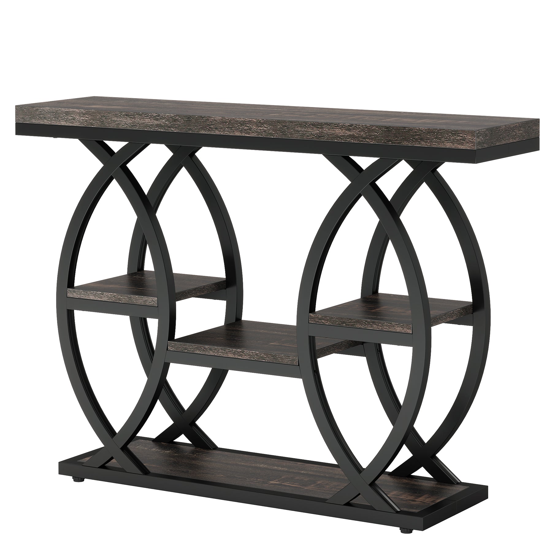 Tribesigns Mesa consola de 100 cm, Mesa de sofá de 4 niveles Mesa de entrada con estantes