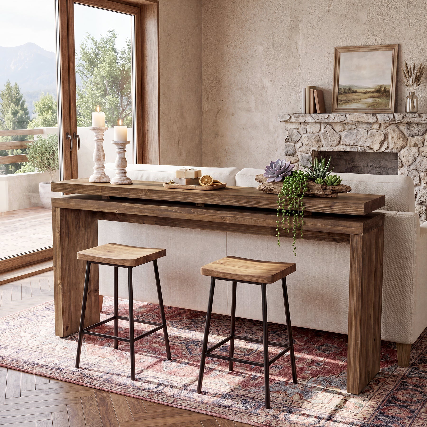 Tribesigns Mesa consola de madera maciza de 160 cm, Mesa de recibidor estrecha de estilo rústico