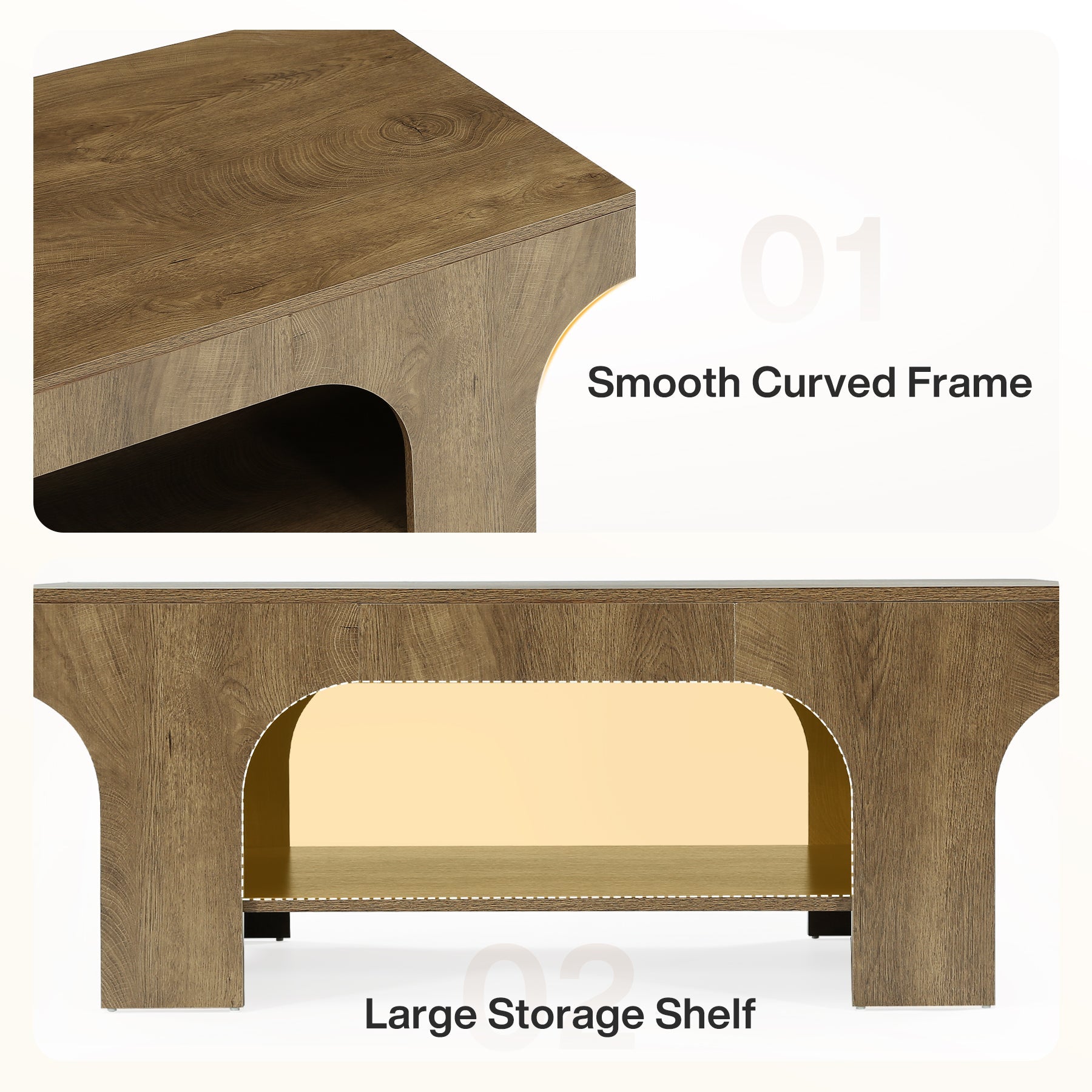 Tribesigns Mesa de centro rectangular de 120 cm, Mesa moderna de dos niveles para sala de estar con almacenamiento