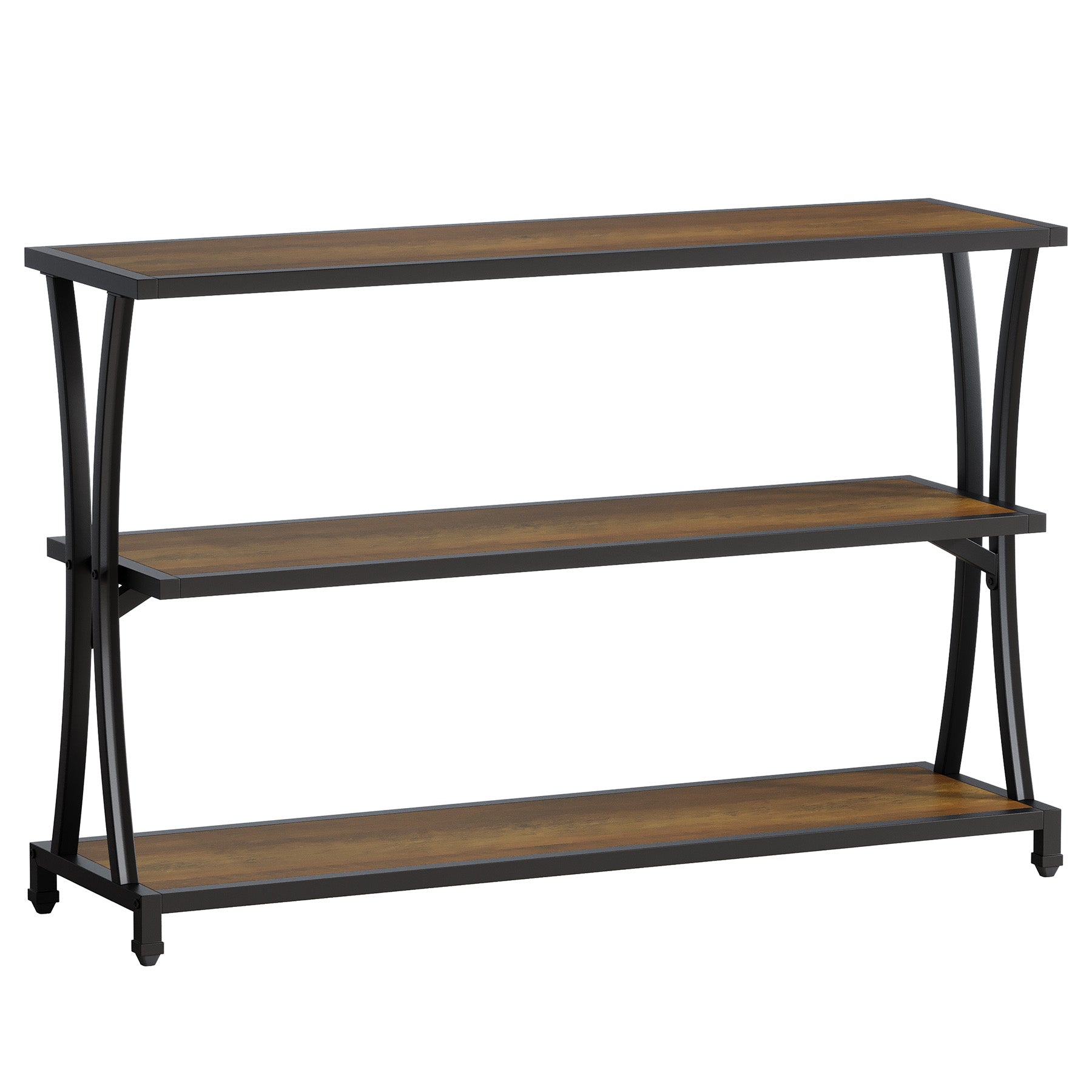 Tribesigns Consola estrecha de estilo industrial con 3 estantes, Mesa de recibidor y de sofá en imitación madera con estructura de metal resistente