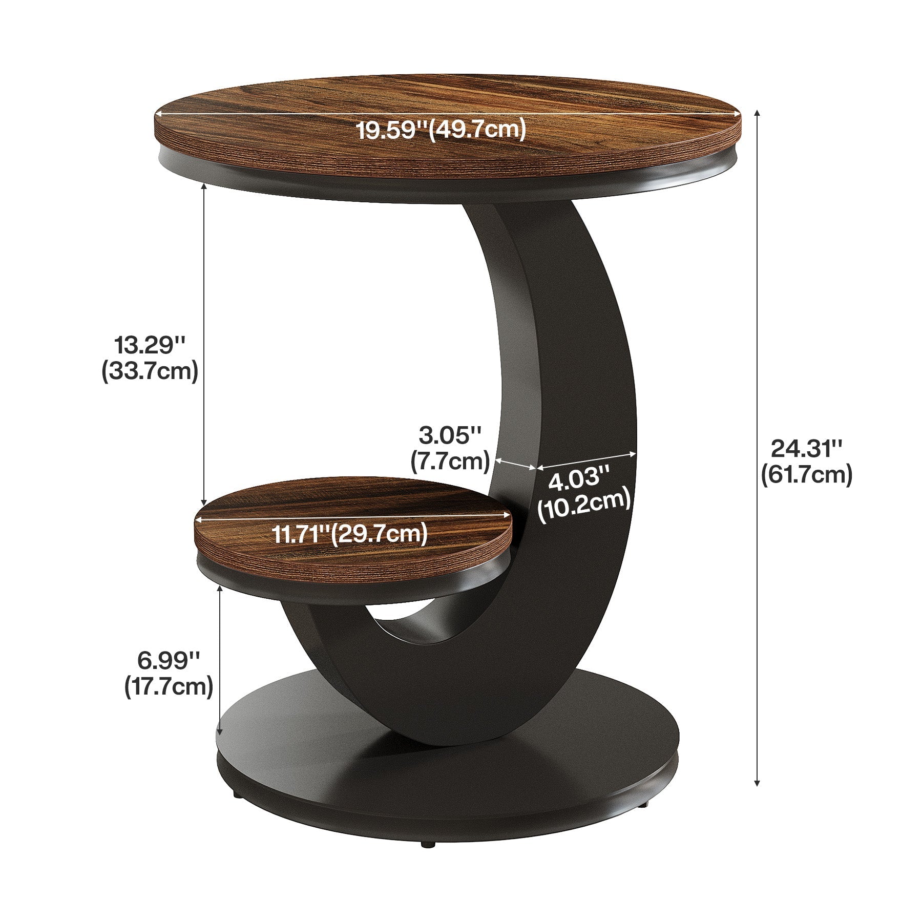Tribesigns Mesa auxiliar, Banco y mesita de noche de dos niveles con estructura arqueada