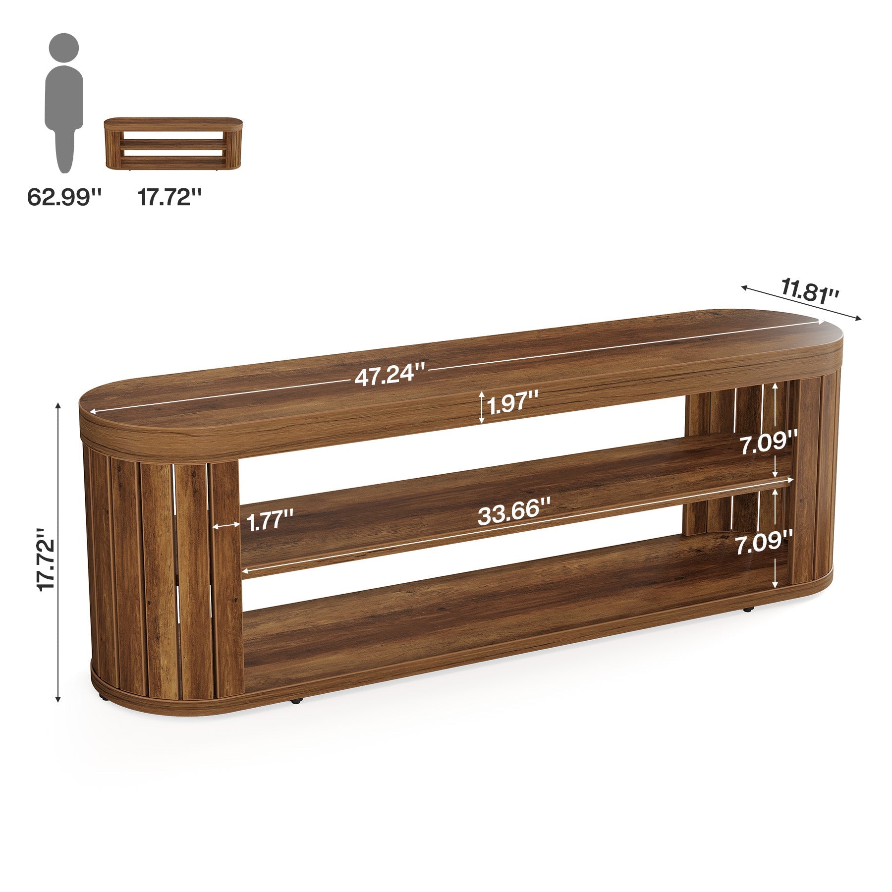Tribesigns Mueble para TV (120 cm) para televisores de hasta 55 pulgadas, Mueble con 2 estantes abiertos
