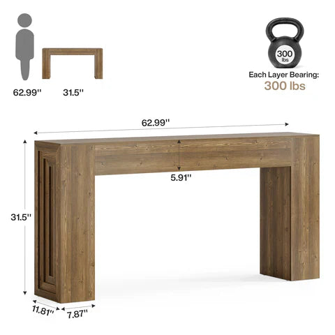 Tribesigns Mesa consola de 160 cm, Mesa rústica para sofá o recibidor con patas resistentes