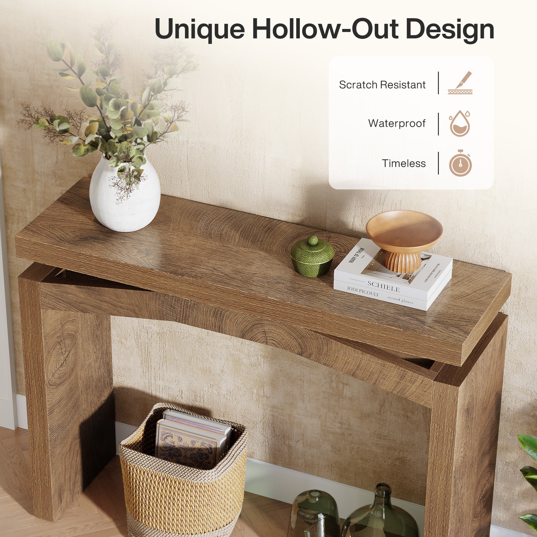 Tribesigns Mesa consola 100 cm (estrecha), Mesa de pasillo estilo granja con diseño moderno