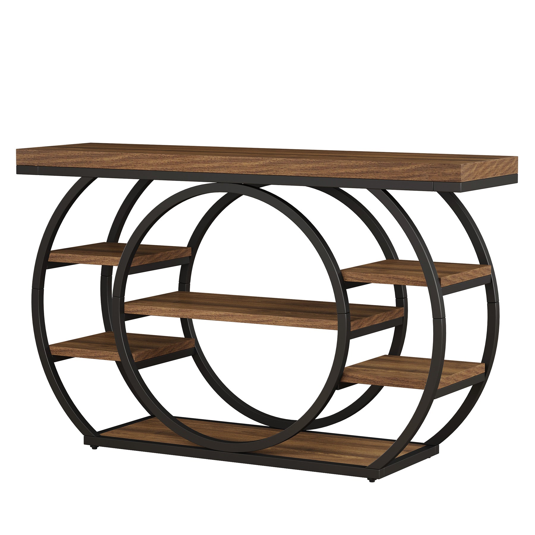 Tribesigns Mesa consola de 120 cm, Mesa de sofá industrial de 5 niveles con estructura de metal