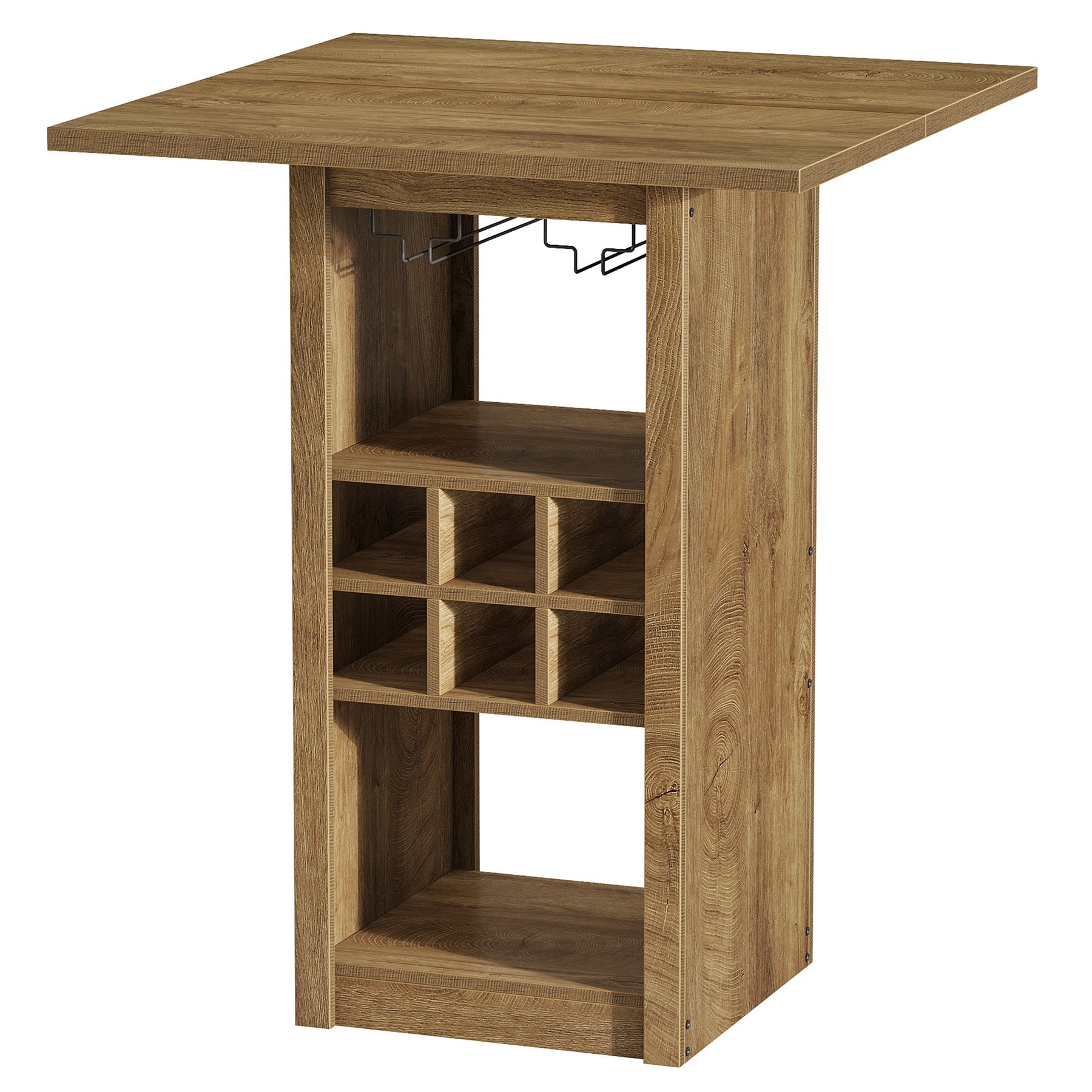 Tribesigns Mesa de bar en forma de L de mesa de bistró de 3 niveles con botellero y soporte