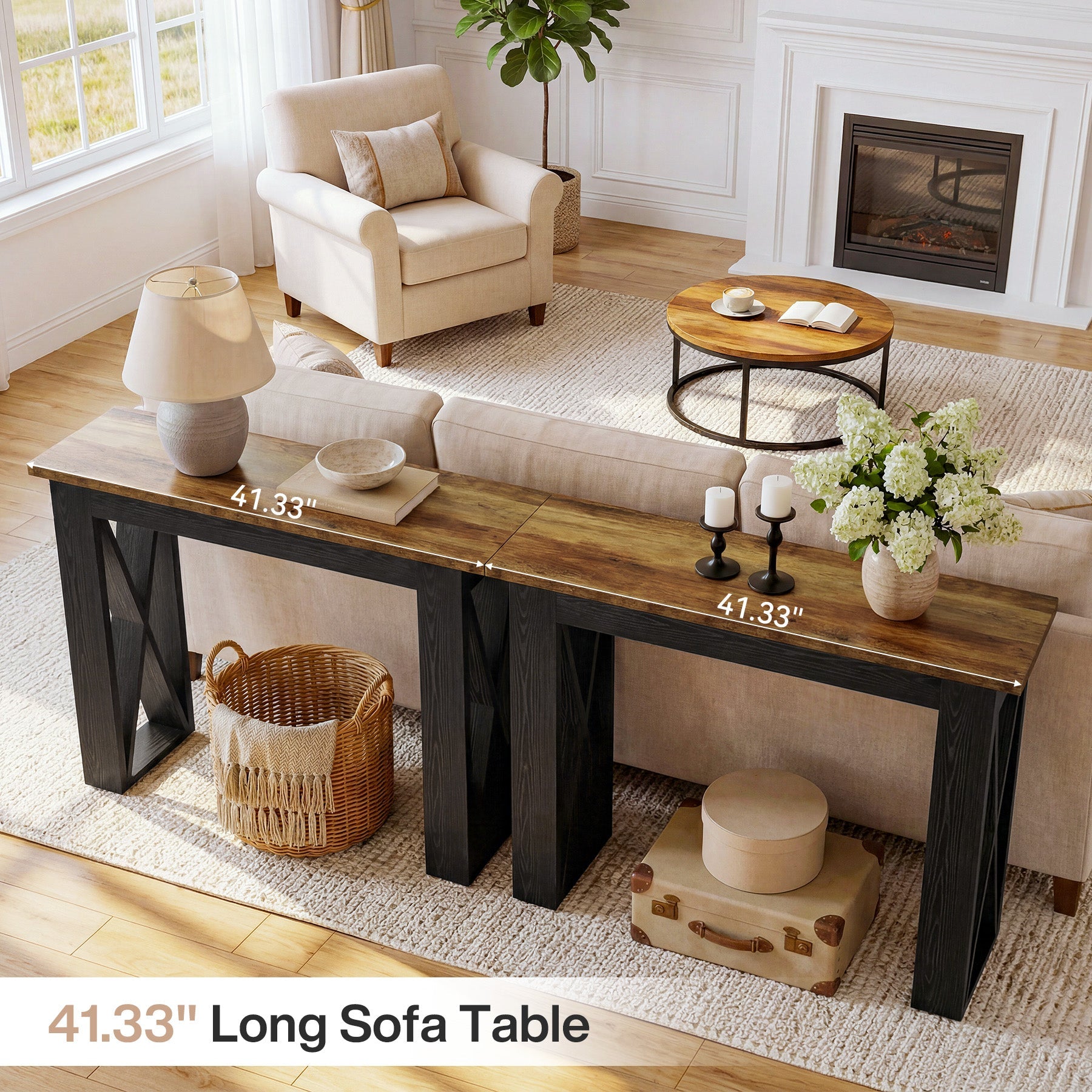 Tribesigns Mesa consola estrecha de 105 cm, Mesa de pasillo estilo industrial con estante de almacenamiento